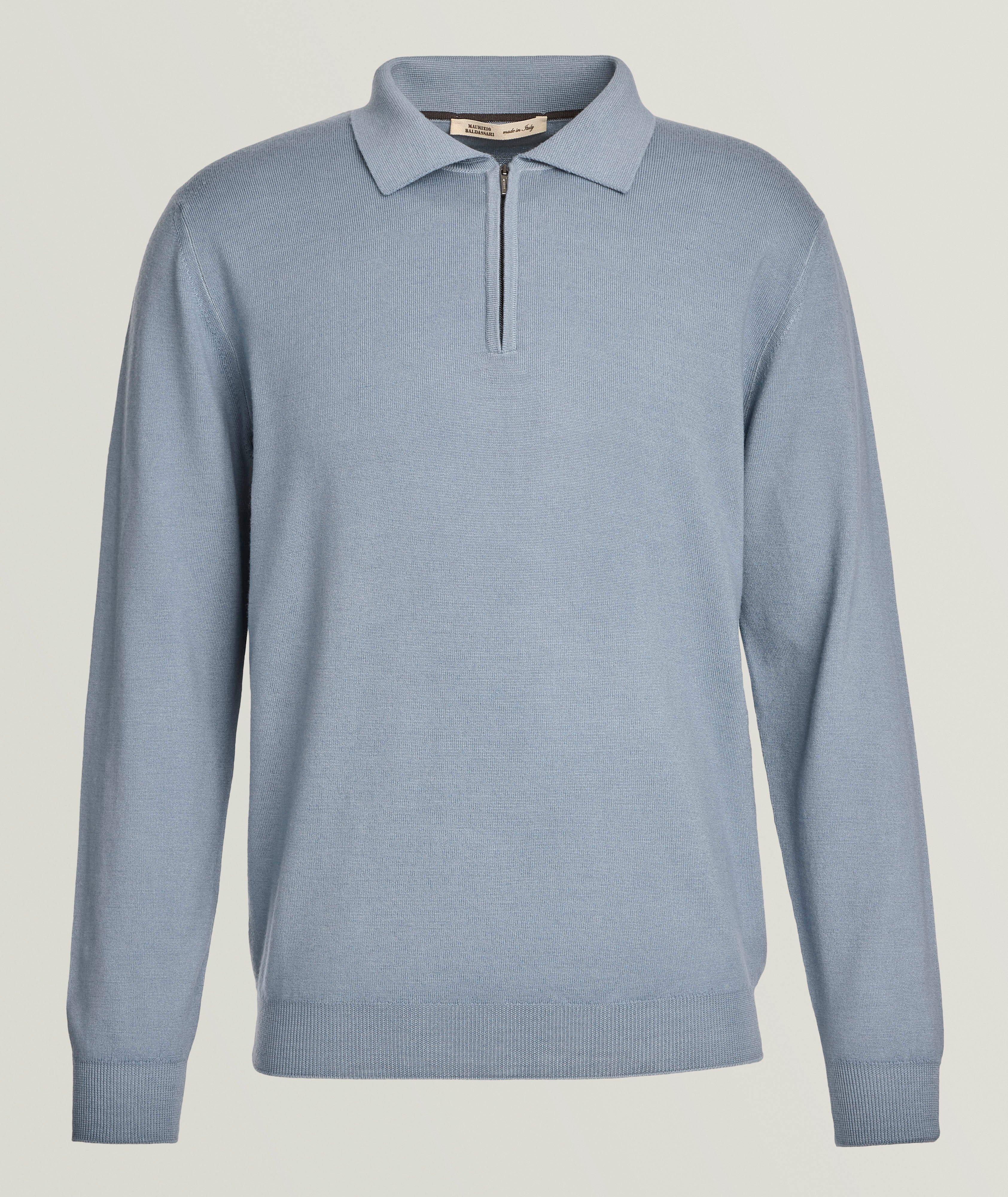 Maurizio Baldassari Virgin Wool Quarter-Zip Polo