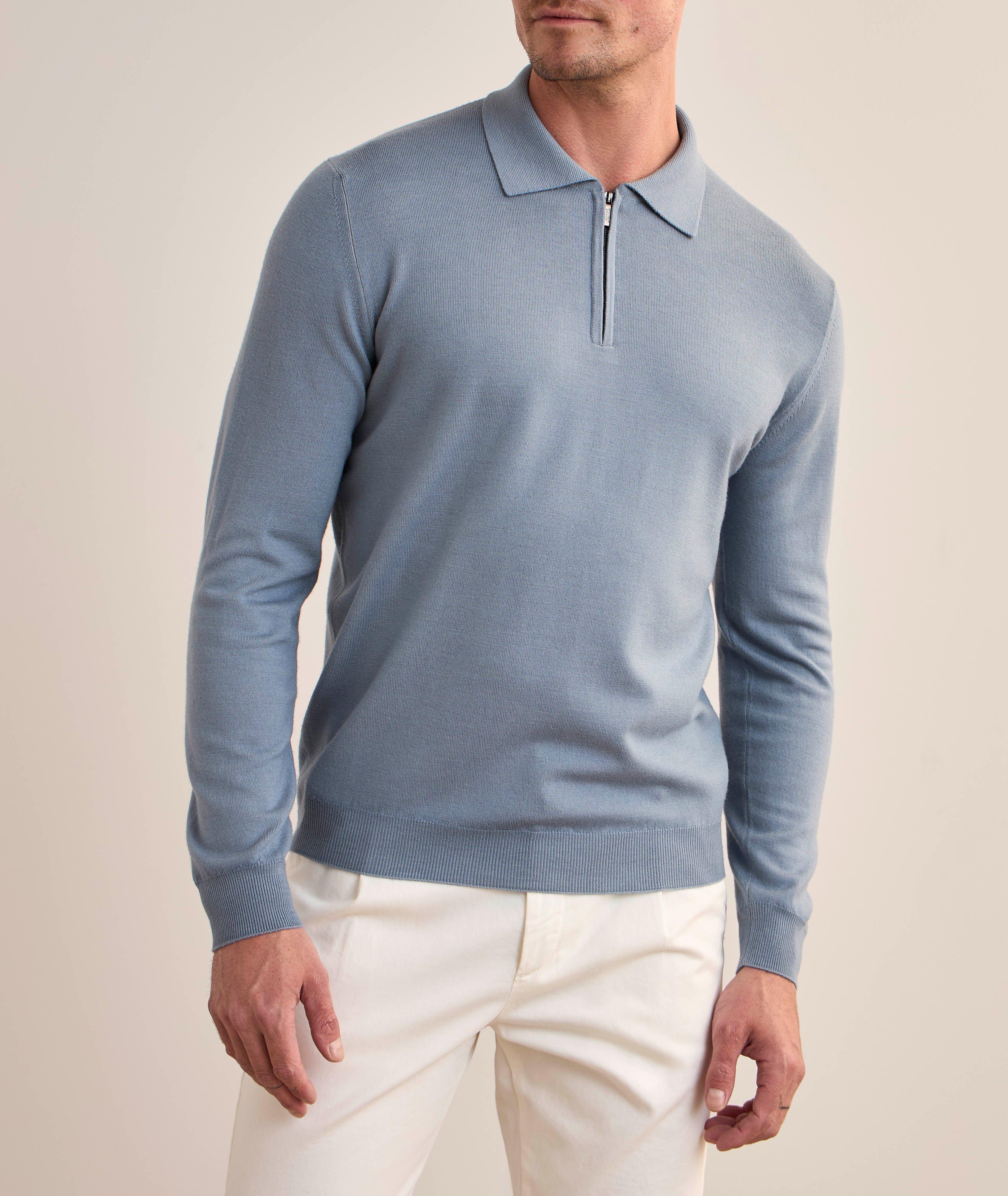 Virgin Wool Quarter-Zip Polo image 1