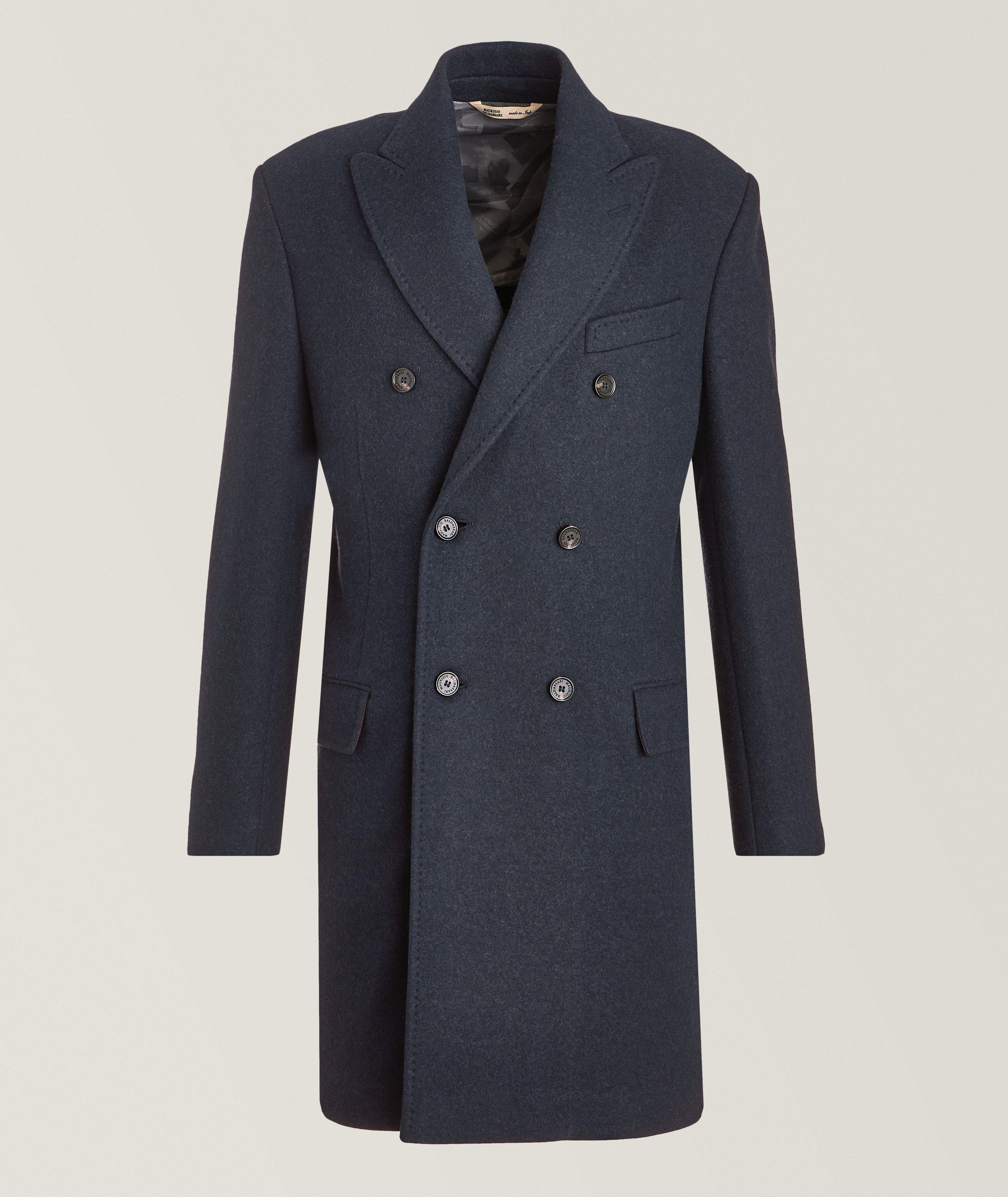 Maurizio Baldassari Manteau En Lainage À Double Boutonnage En Bleu , Taille Homme 56 , Laine