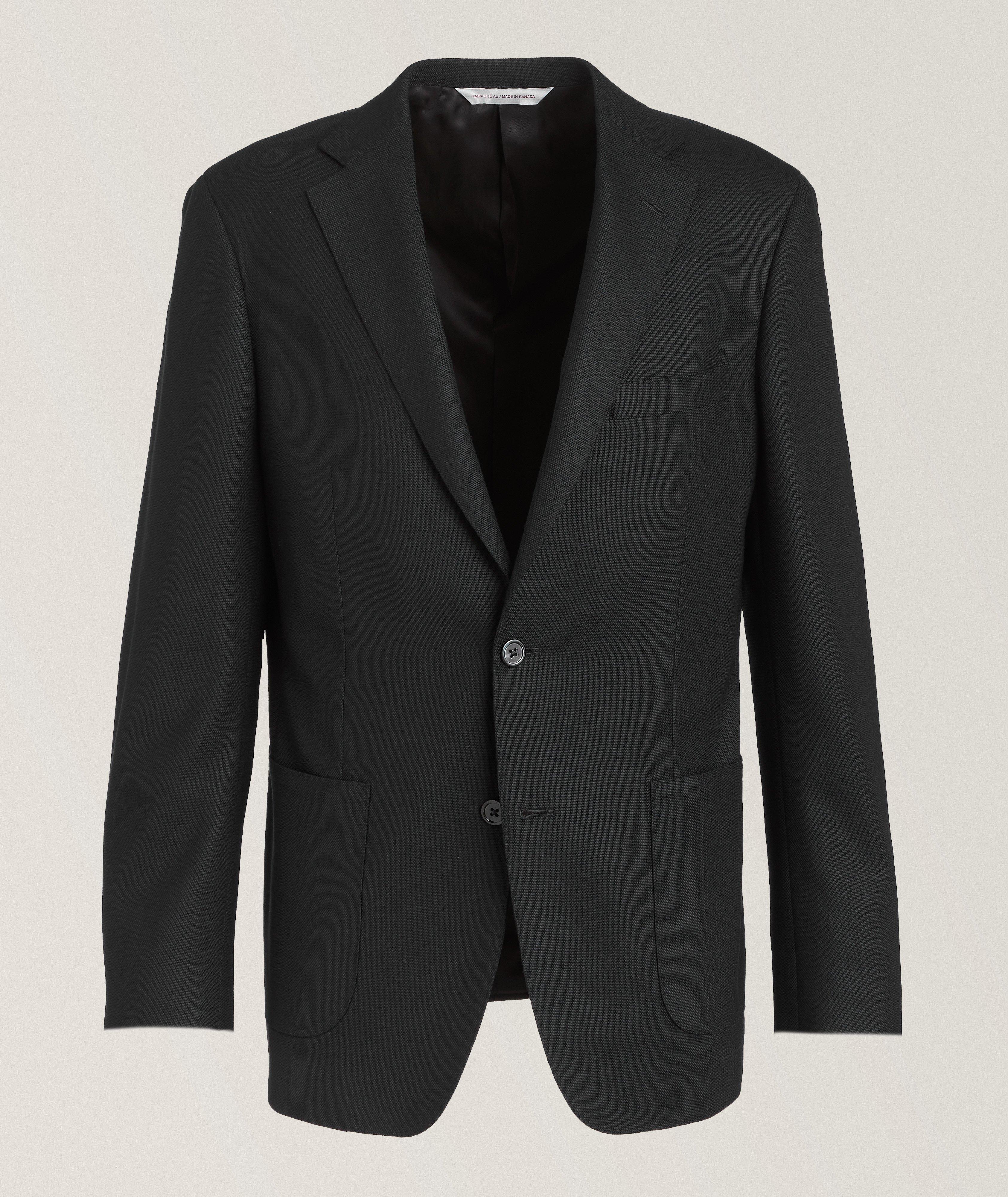 Samuelsohn Veston En Laine Extensible En Noir , Taille Homme 48