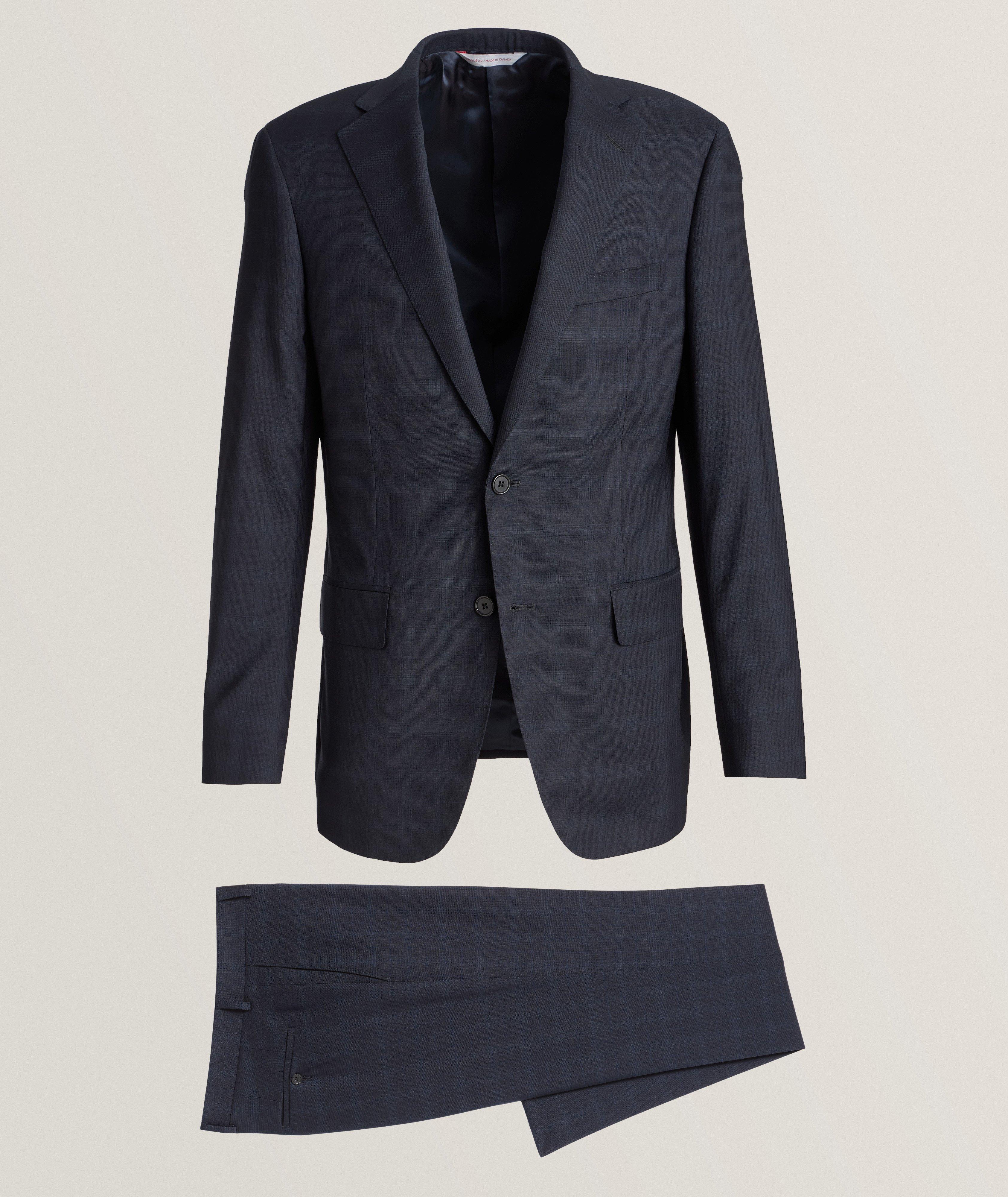 Tonal Windowpane Stretch-Wool Suit