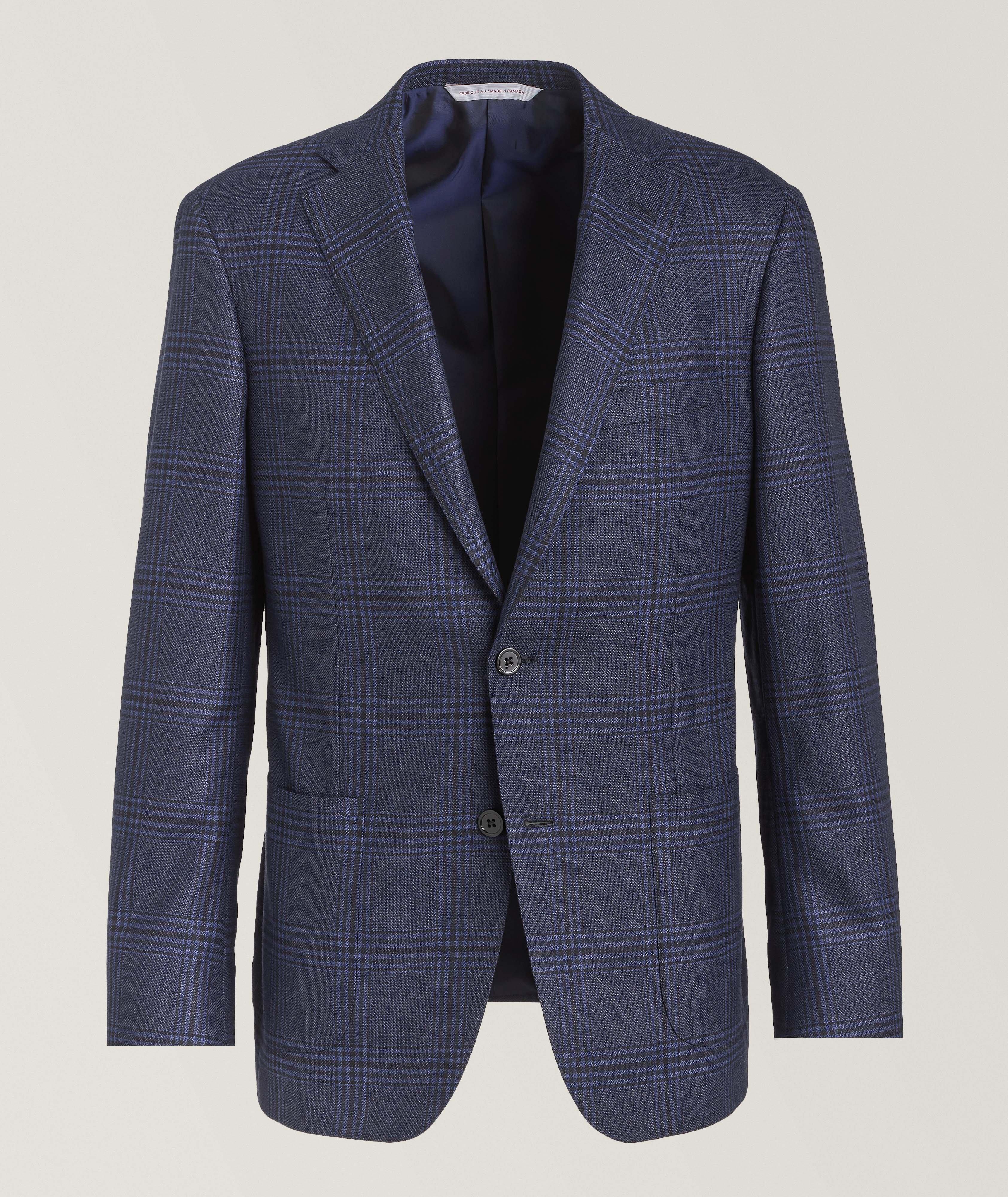 Samuelsohn Veston En Laine À Carreaux En Bleu , Taille Homme 48