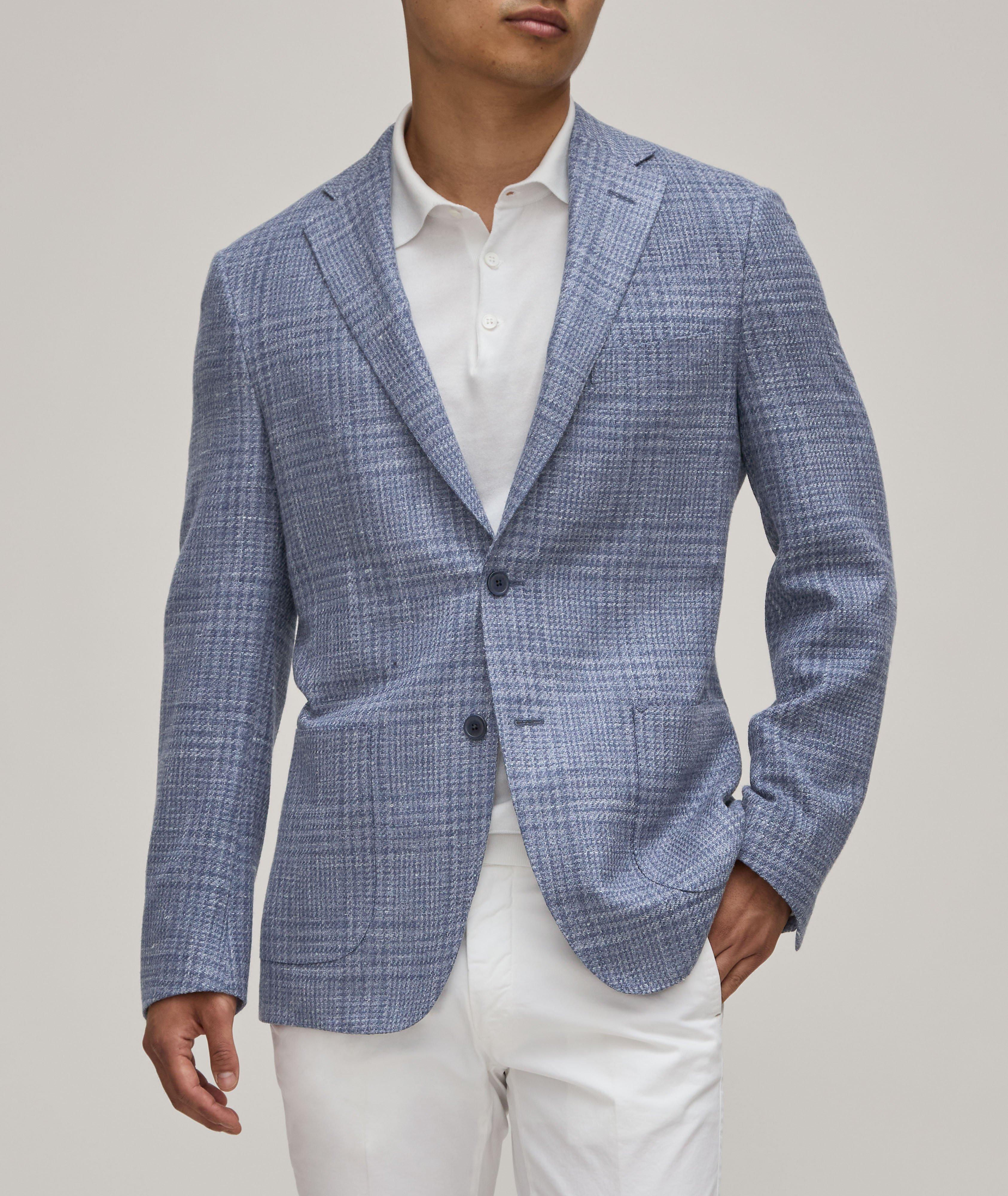 Tonal Plaid Stretch-Wool Blend Sport Jacket image 1