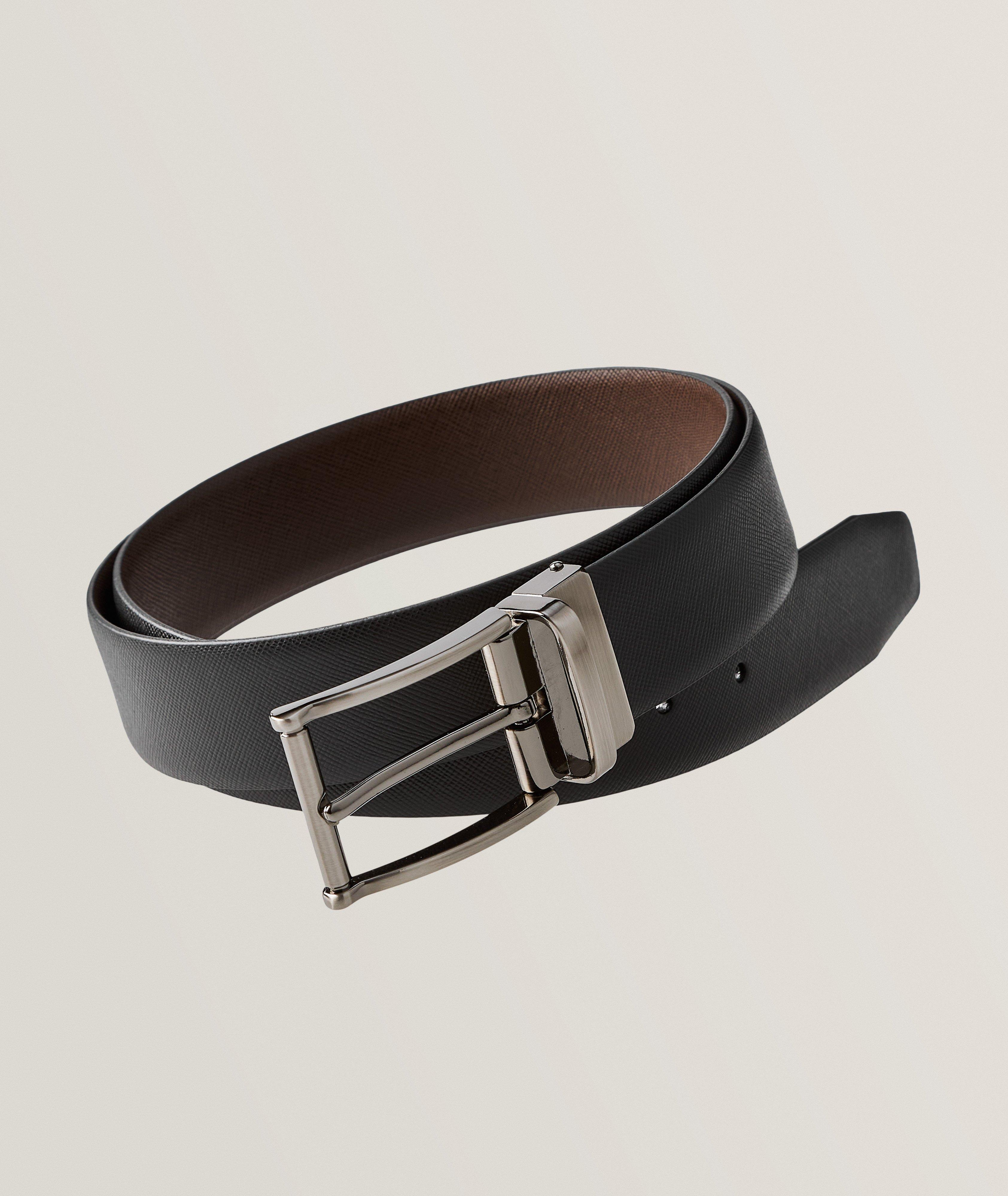 Harold De Harry Rosen Ceinture Réversible En Cuir Saffiano En Noir , Taille Homme 42