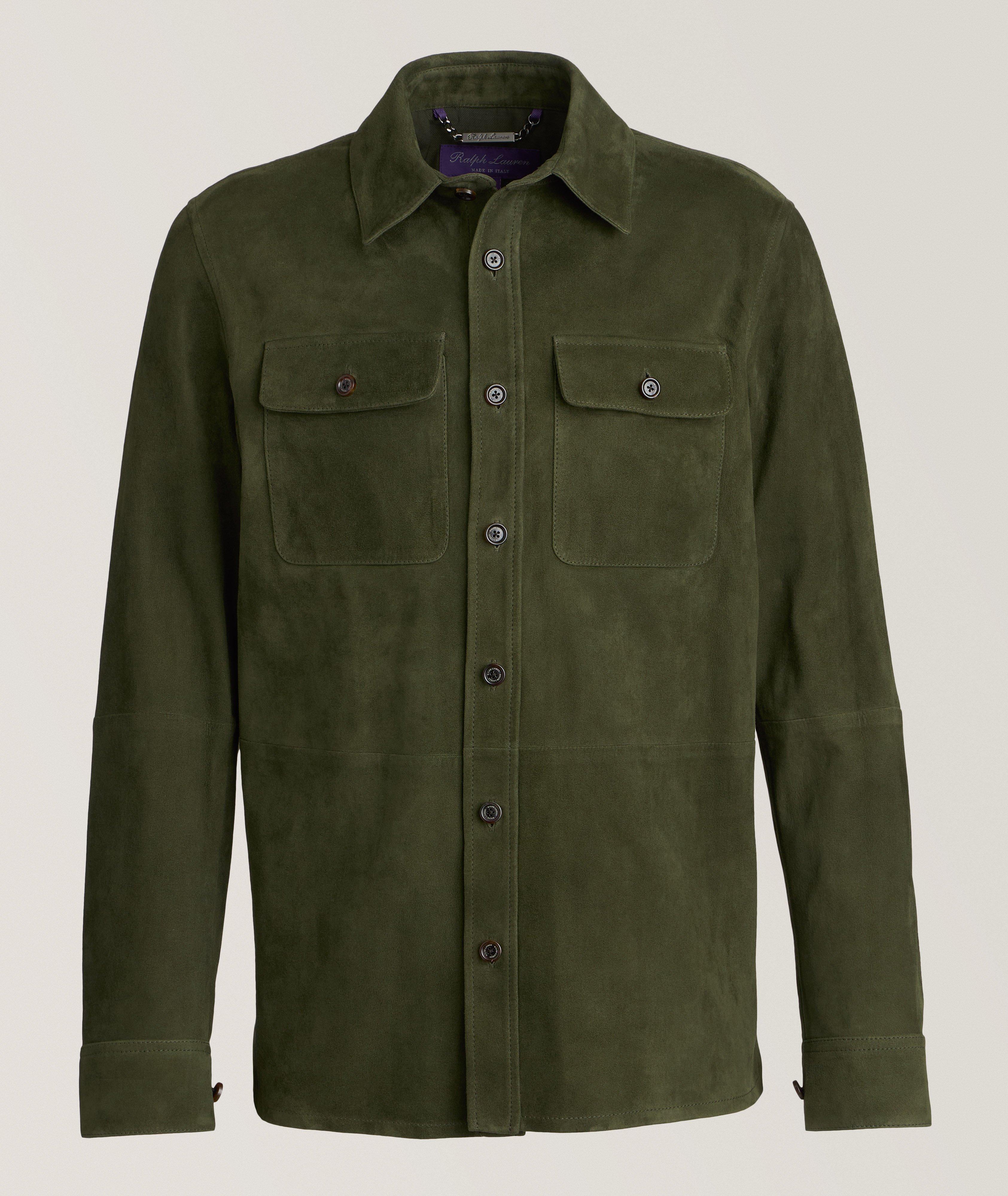 Ralph Lauren Purple Label Lamb Suede Jacket En Vert , Taille Homme 48 , Suède