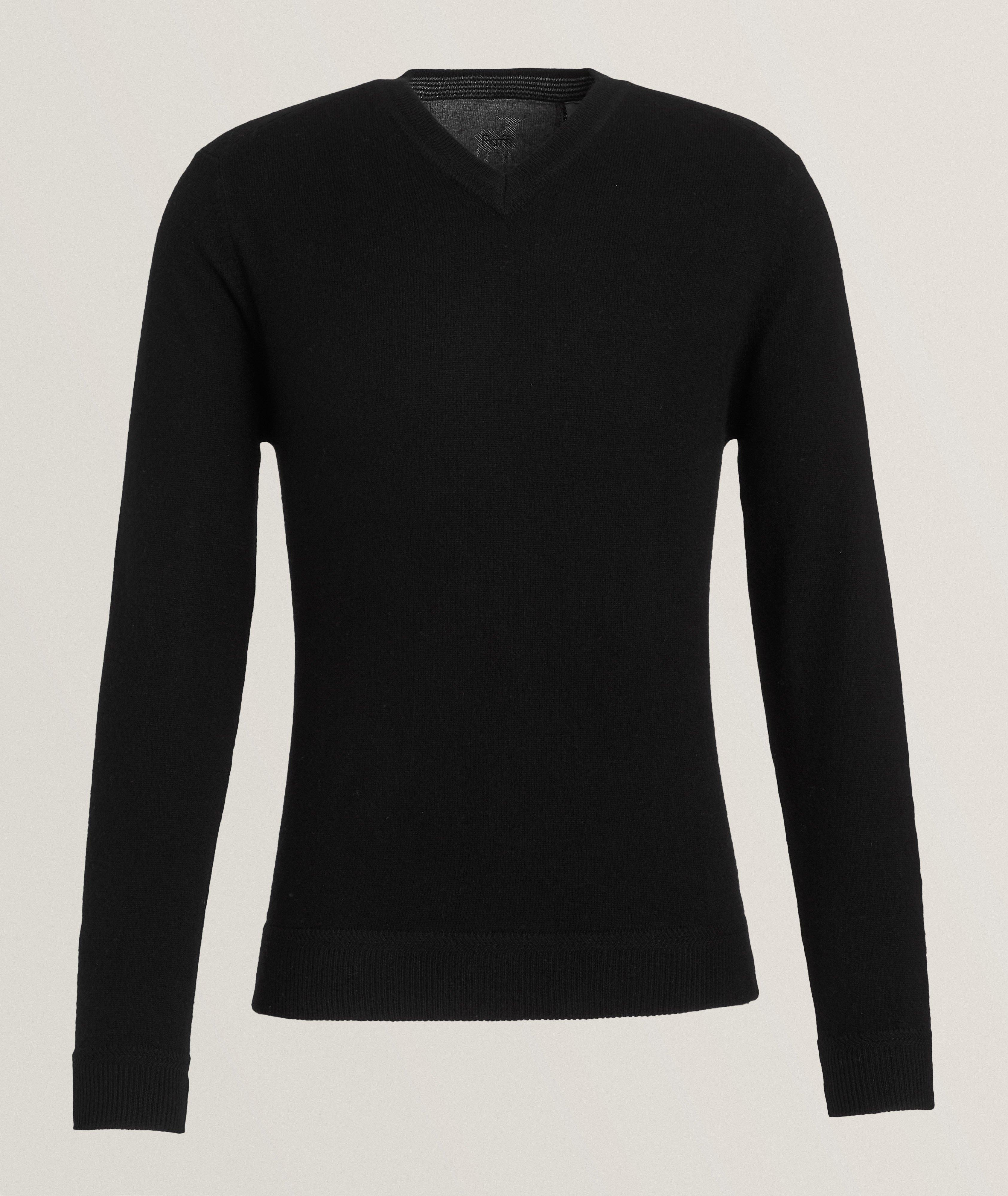 Raffi Cashmere V-Neck Pullover In Black , Men's Size XL