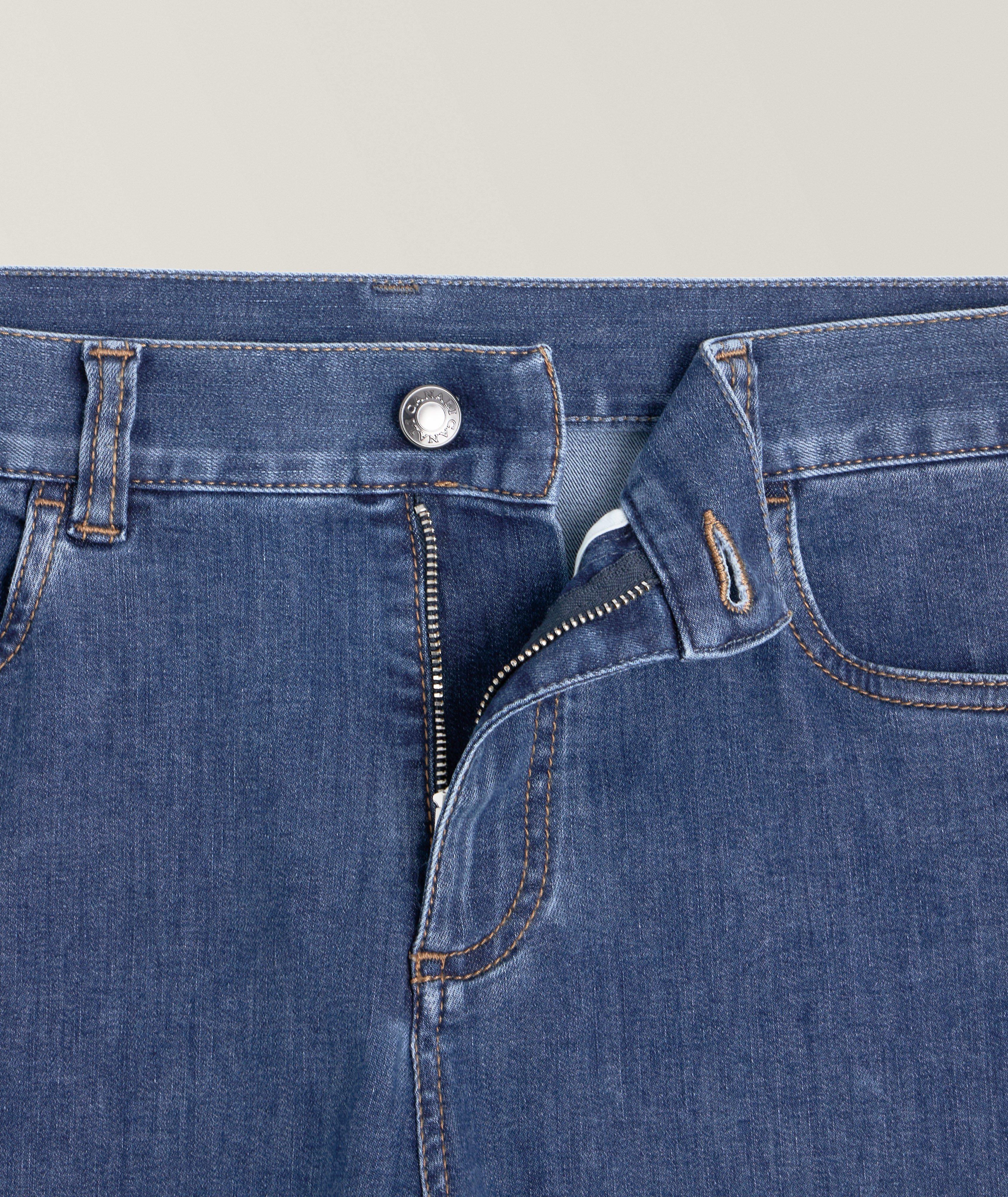 Stretch-Cotton Contrast Stitch Denim Jeans image 4
