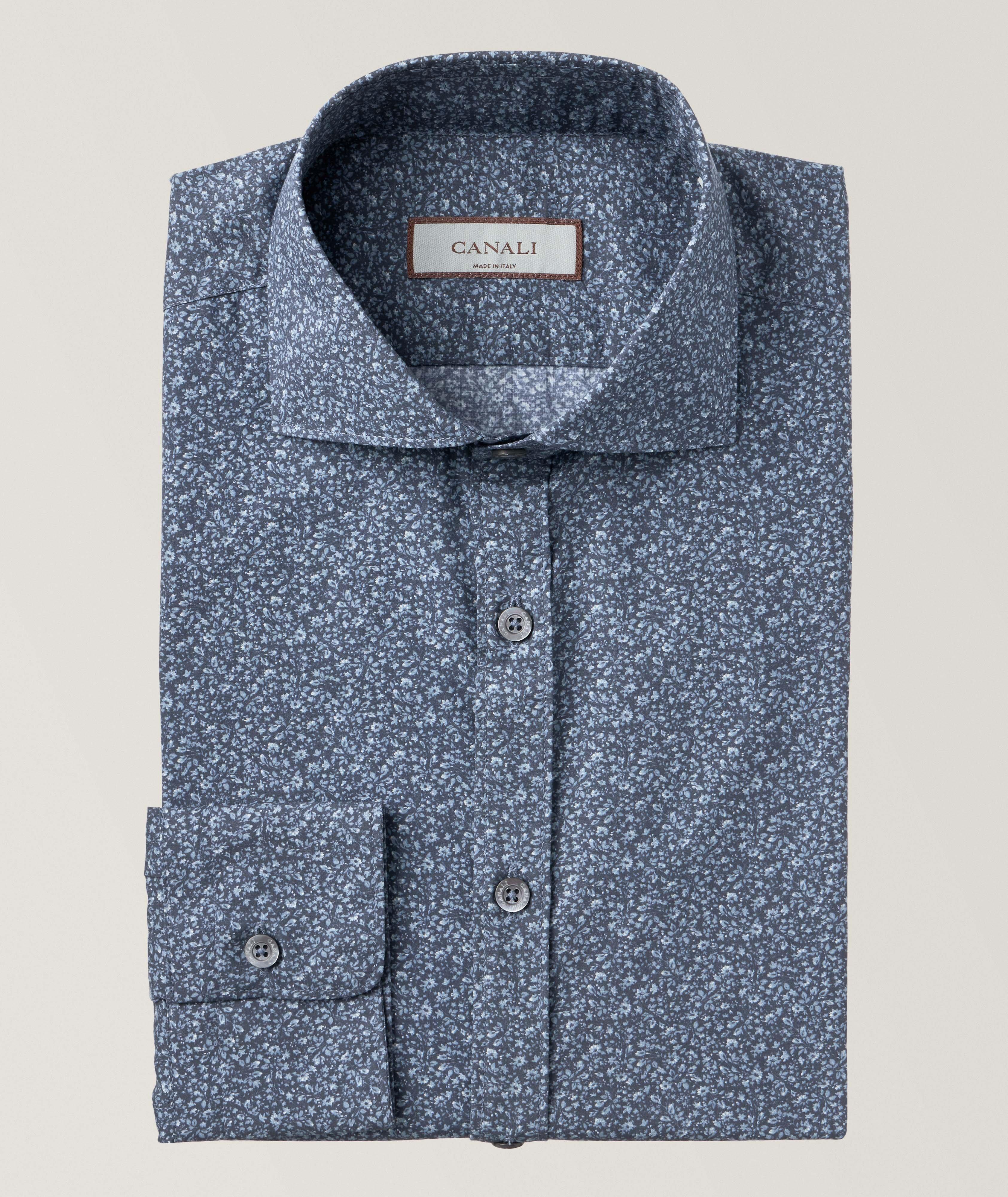 Canali Floral Denim-Effect Shirt 