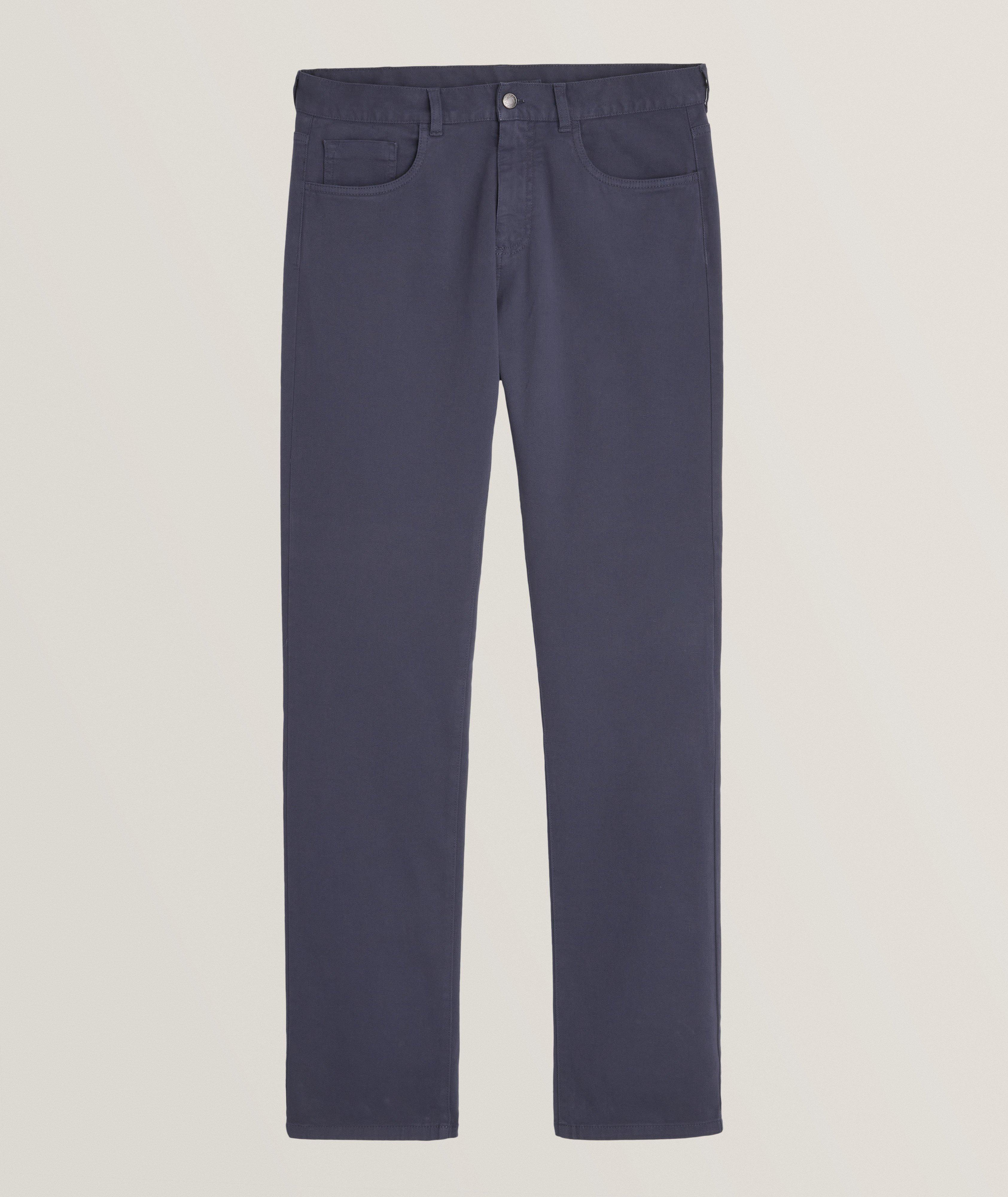 Canali Pantalon En Twill De Coton En Bleu , Taille Homme 37