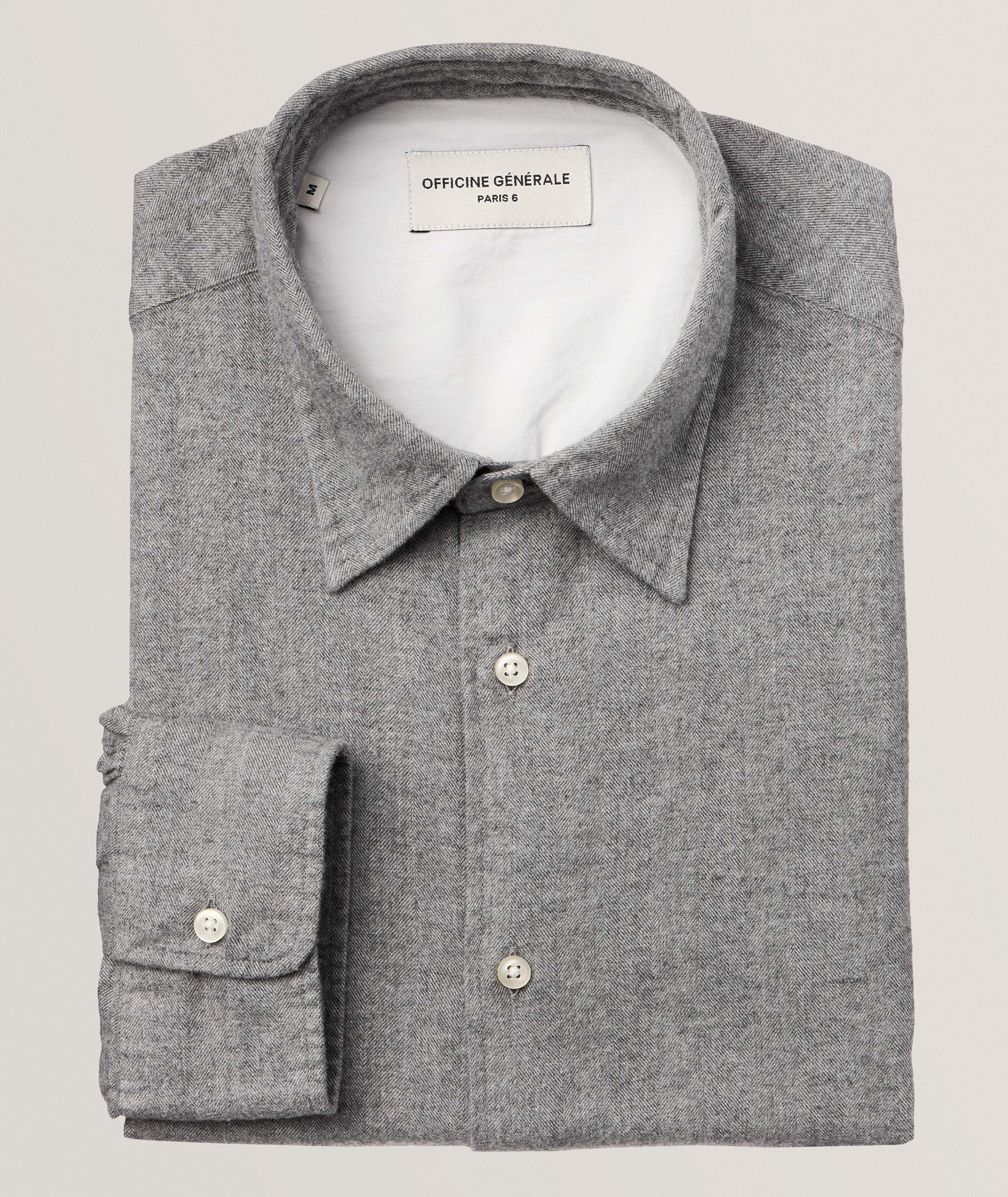 Officine Générale Chemise Décontractée Giacomo En Coton De Coupe Amincie En Gris , Taille Homme Grand