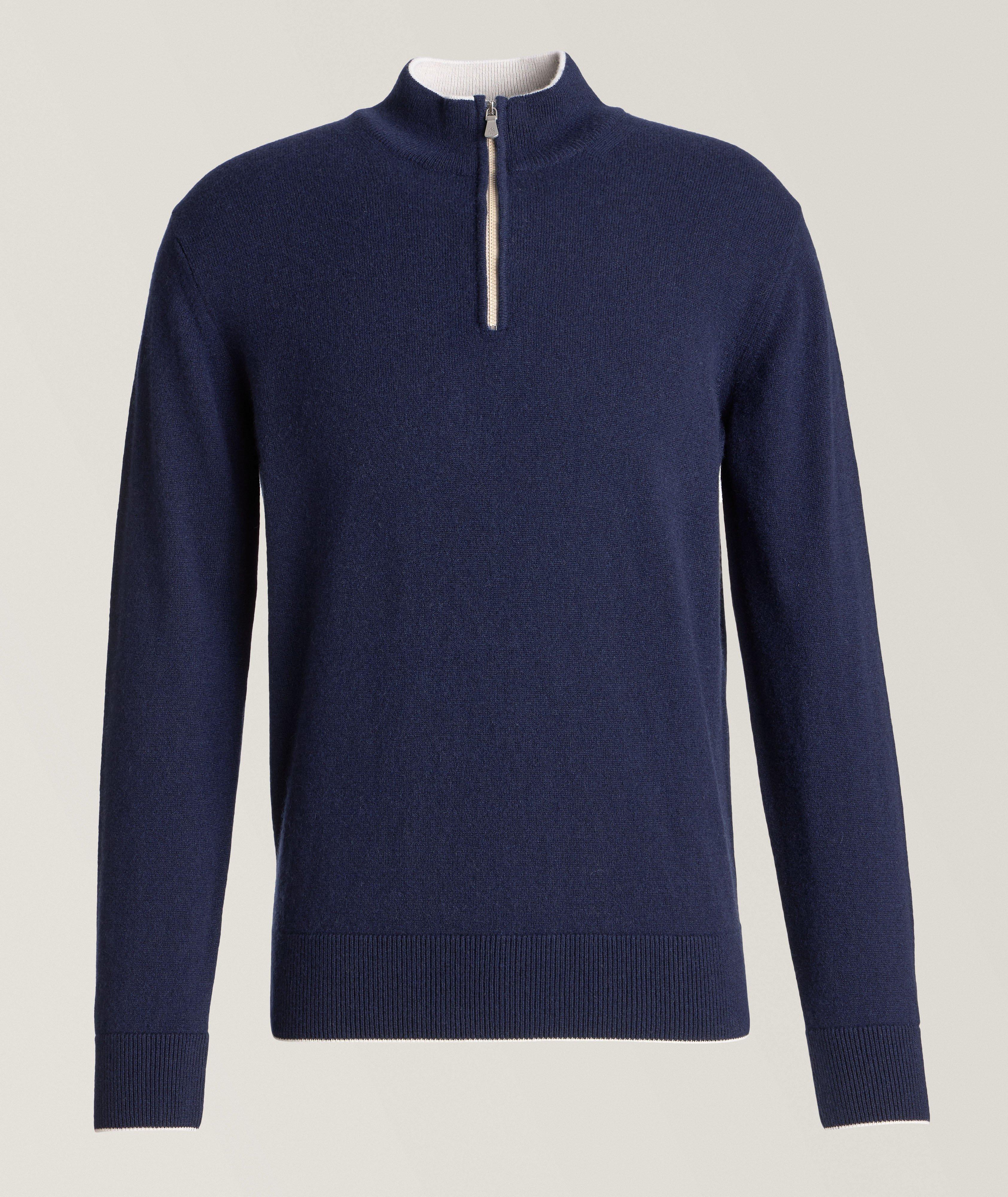 Eleventy Pull En Cachemire À Glissière Partielle En Bleu , Taille Homme TG