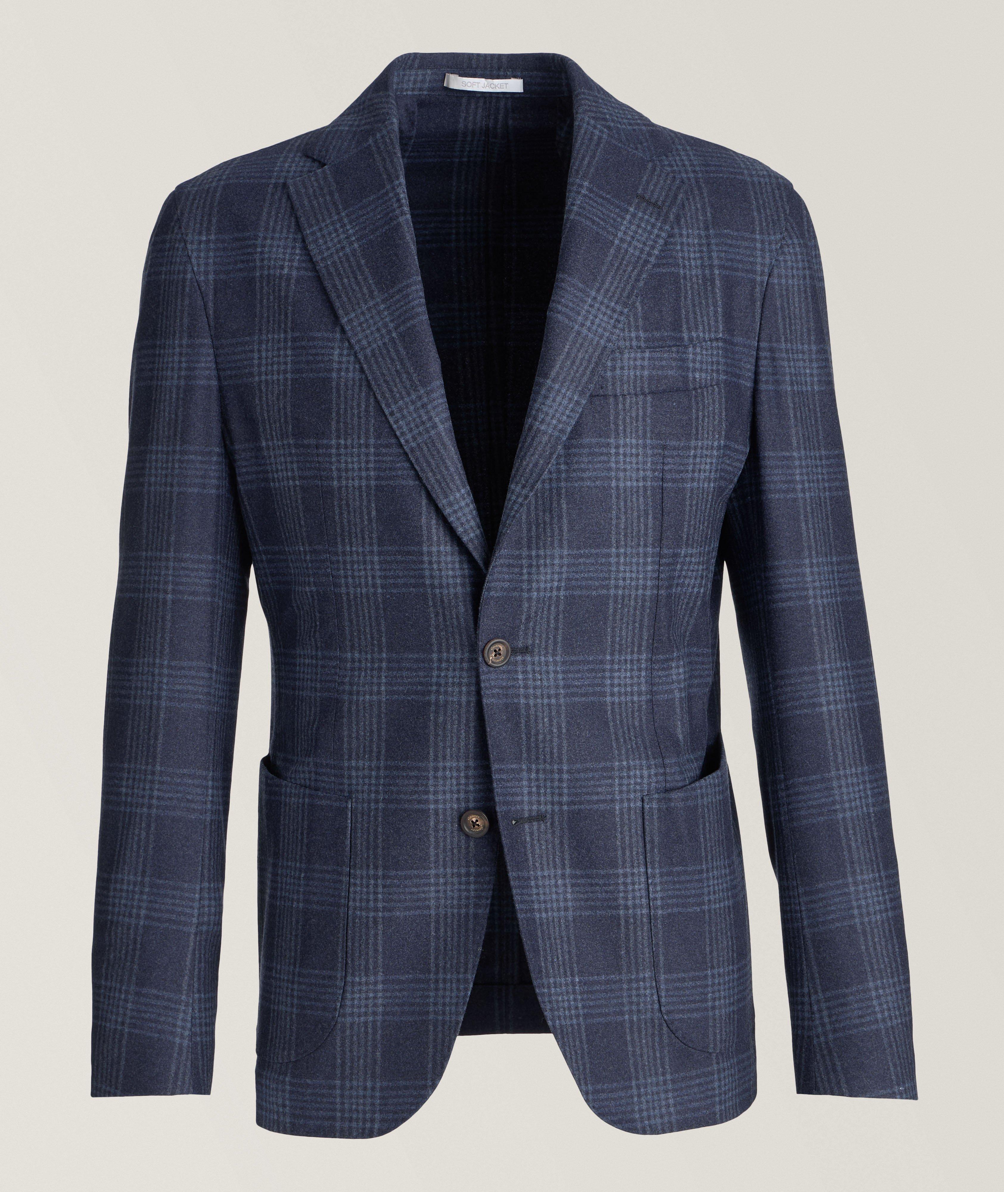 Eleventy Veston En Lainage À Motif Quadrillé En Bleu , Taille Homme 50 , Laine