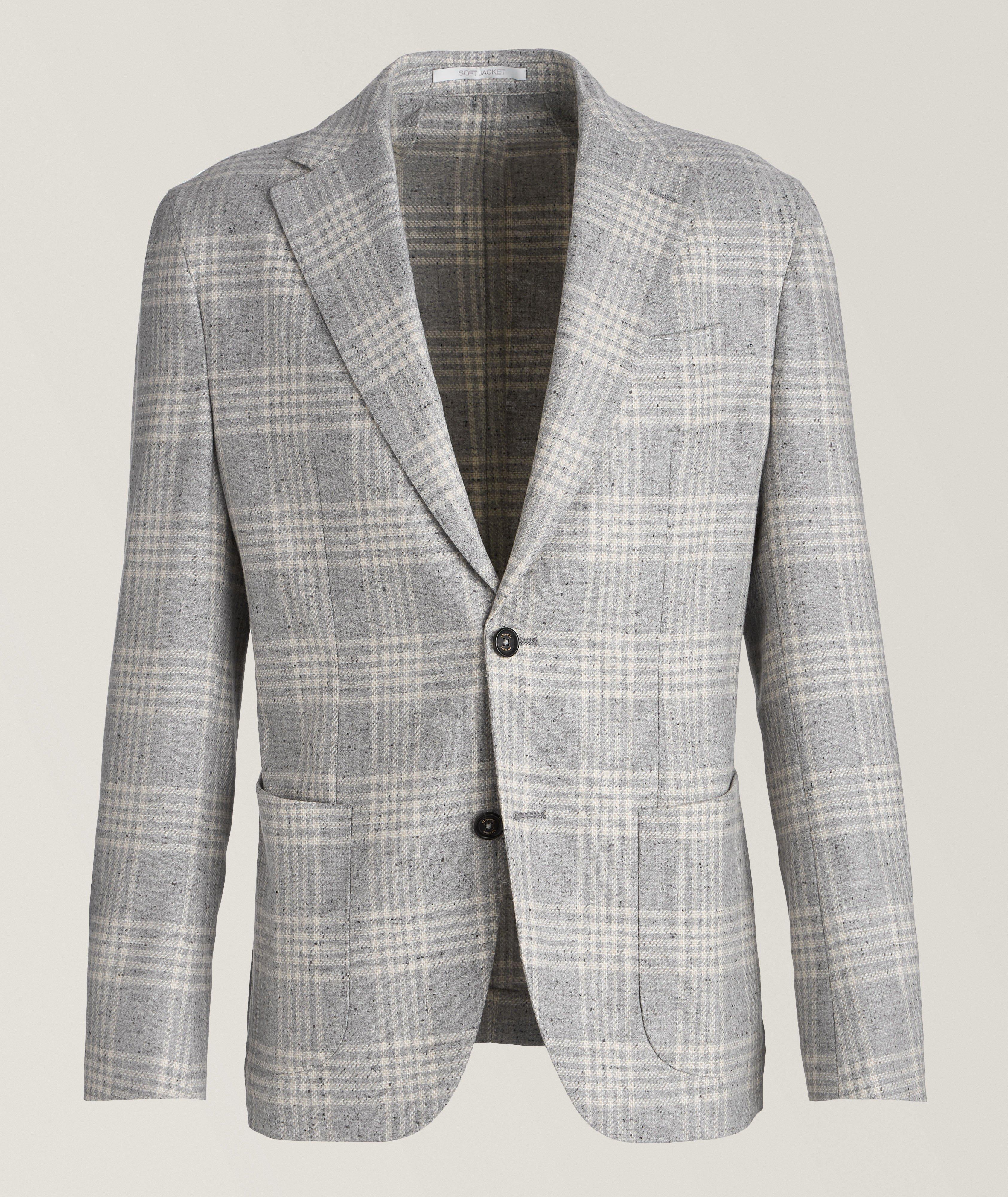 Eleventy Veston En Laine Et En Cachemire À Motif Quadrillé En Gris , Taille Homme 48