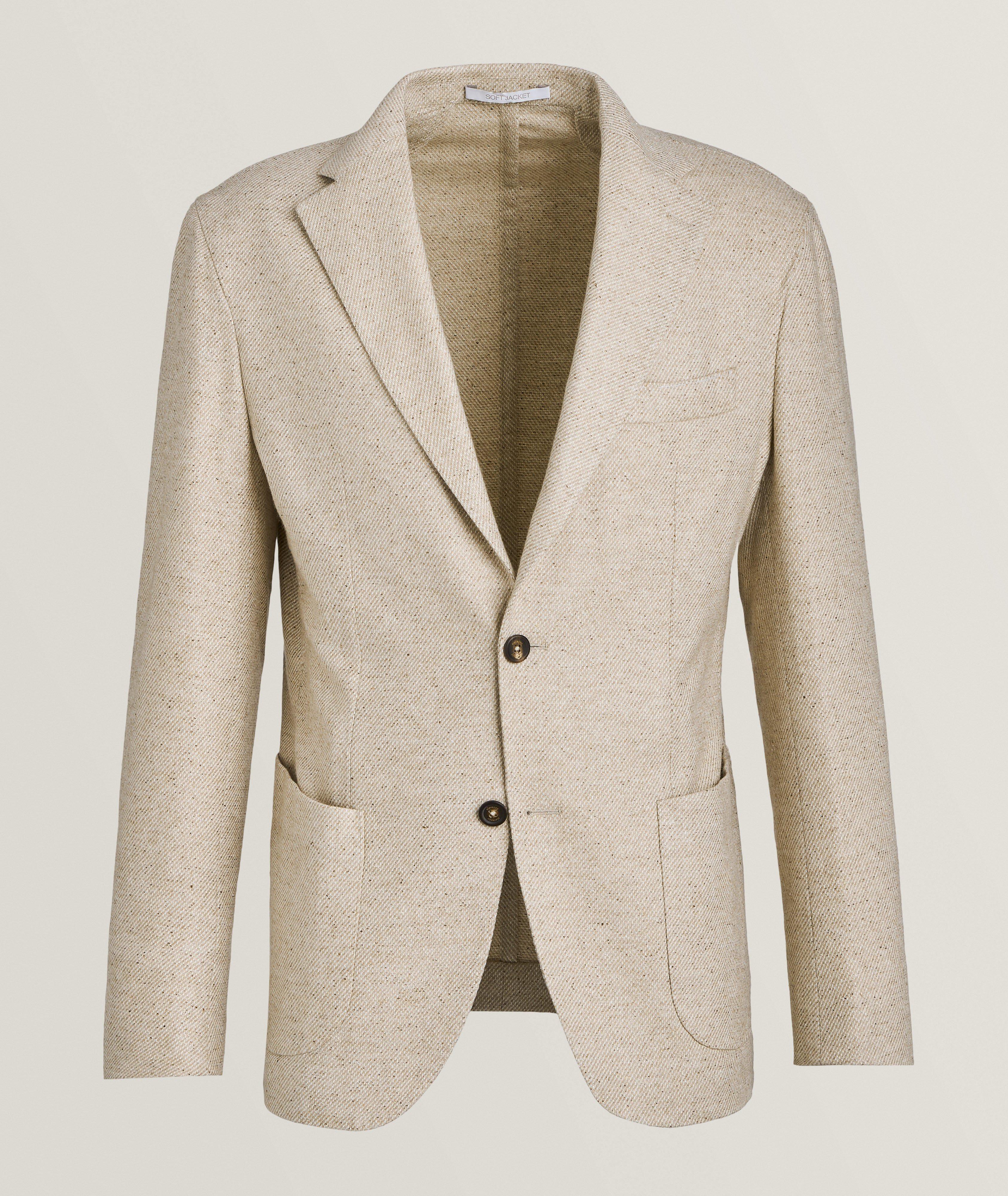 Eleventy Veston En Lainage Extensible À Tissage Diagonal En Beige , Taille Homme 58 , Laine