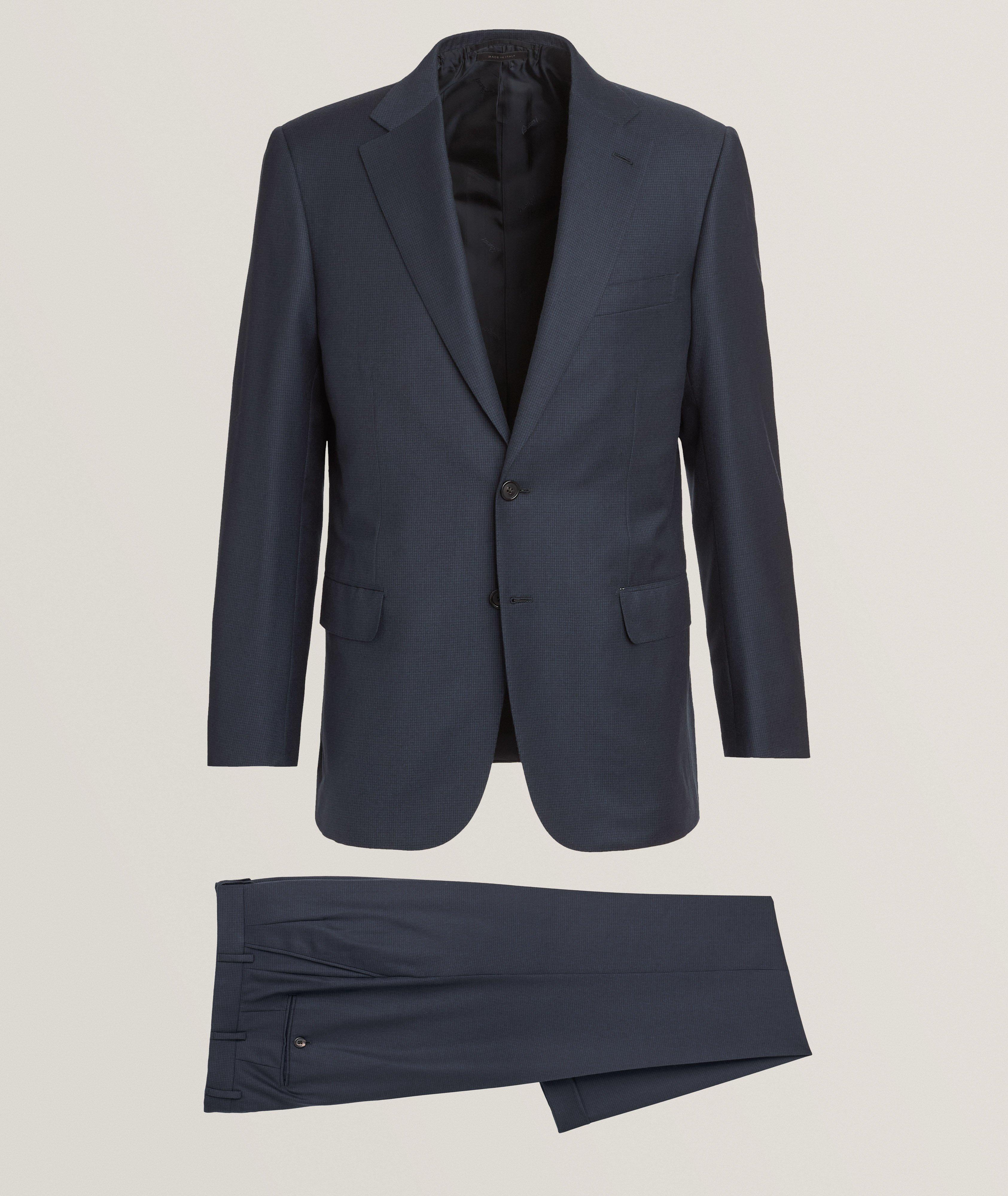 Brioni Complet En Laine Et En Cachemire À Petit Pied-De-Poule En Bleu , Taille Homme 46