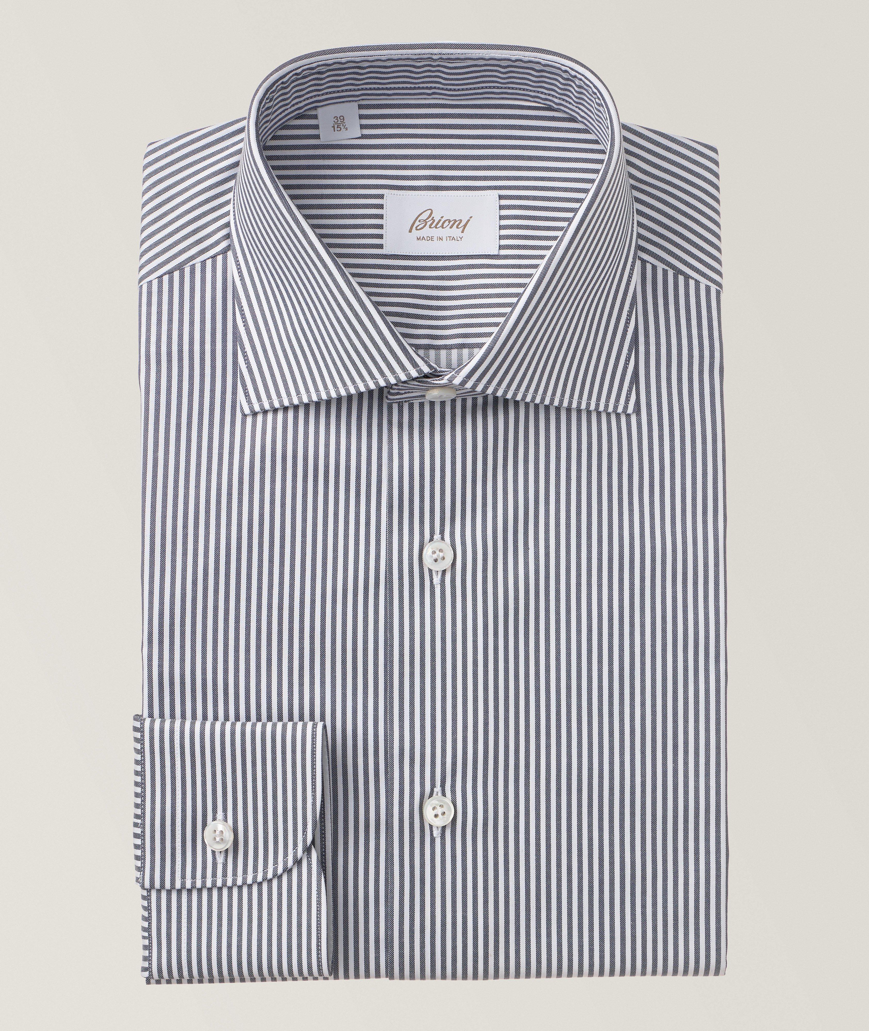 Brioni Chemise William À Rayures En Bleu , Taille Homme 16.5