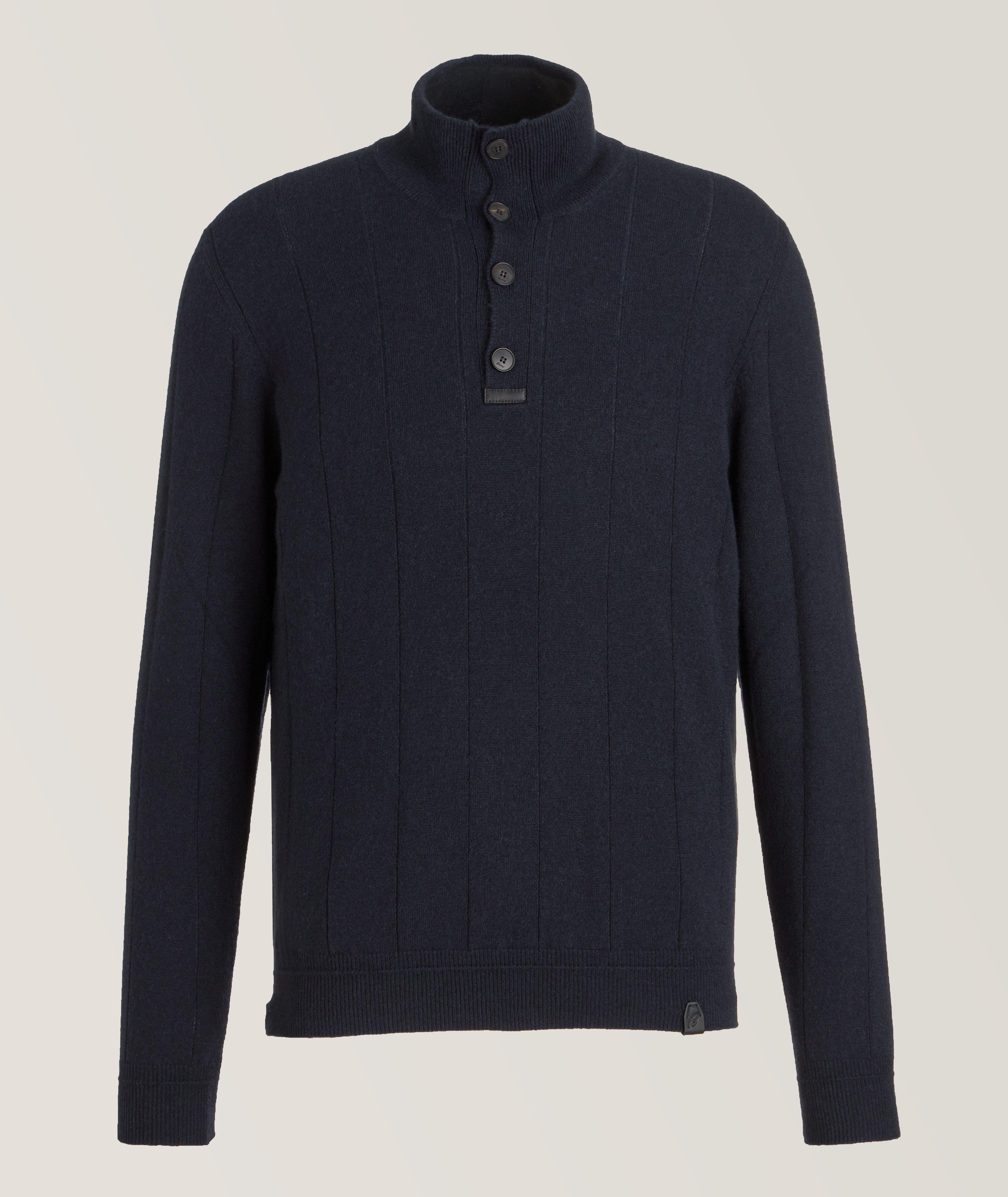 Brioni Polo En Tricot Côtelé De Cachemire En Bleu , Taille Homme TG