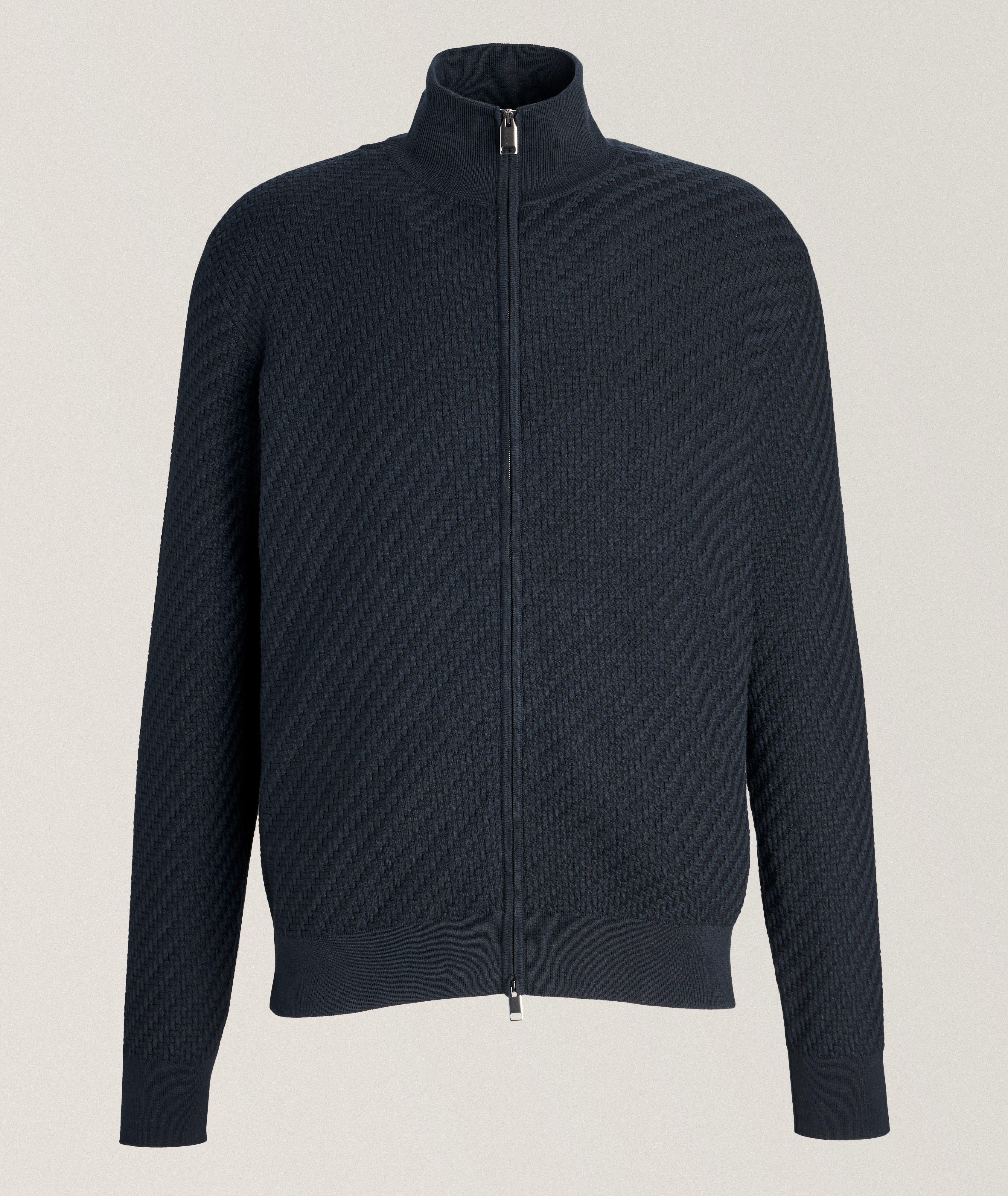 Brioni Cardigan En Coton, En Soie Et En Cachemire À Glissière En Bleu , Taille Homme TG