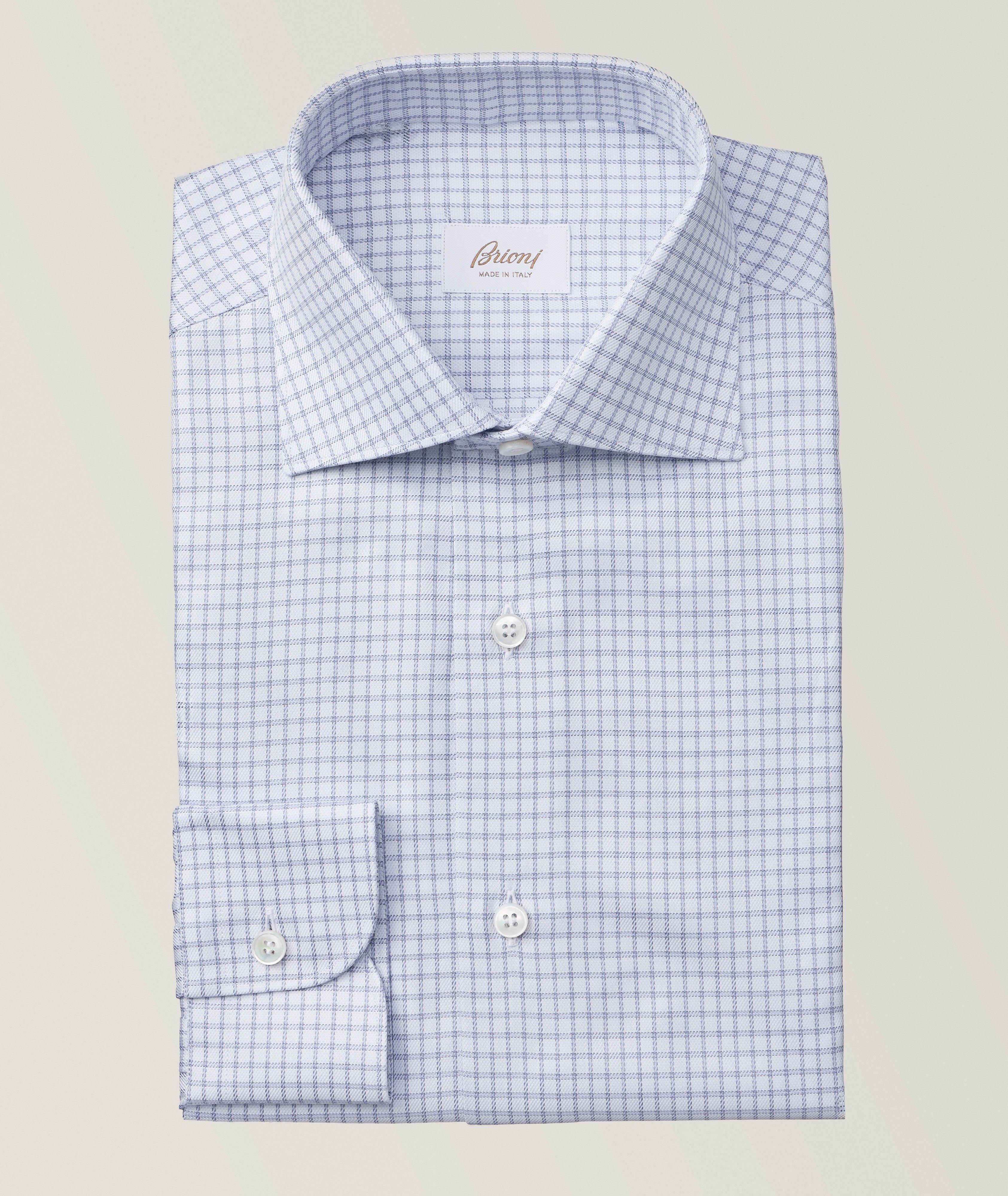 Brioni Chemise Habillée En Coton À Carreaux En Blanc , Taille Homme 16