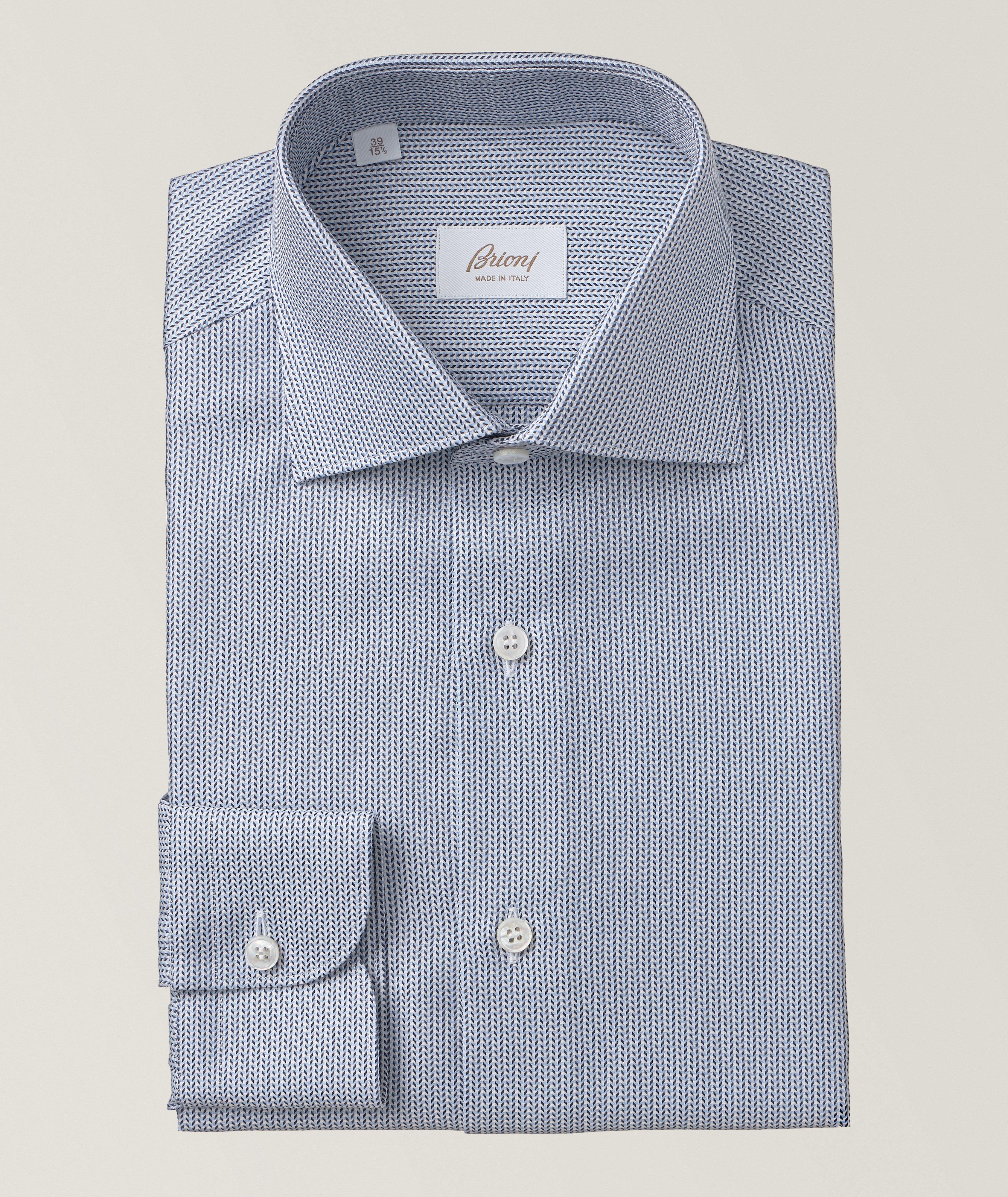 Brioni Chemise William À Motif Géométrique En Bleu , Taille Homme 15.5