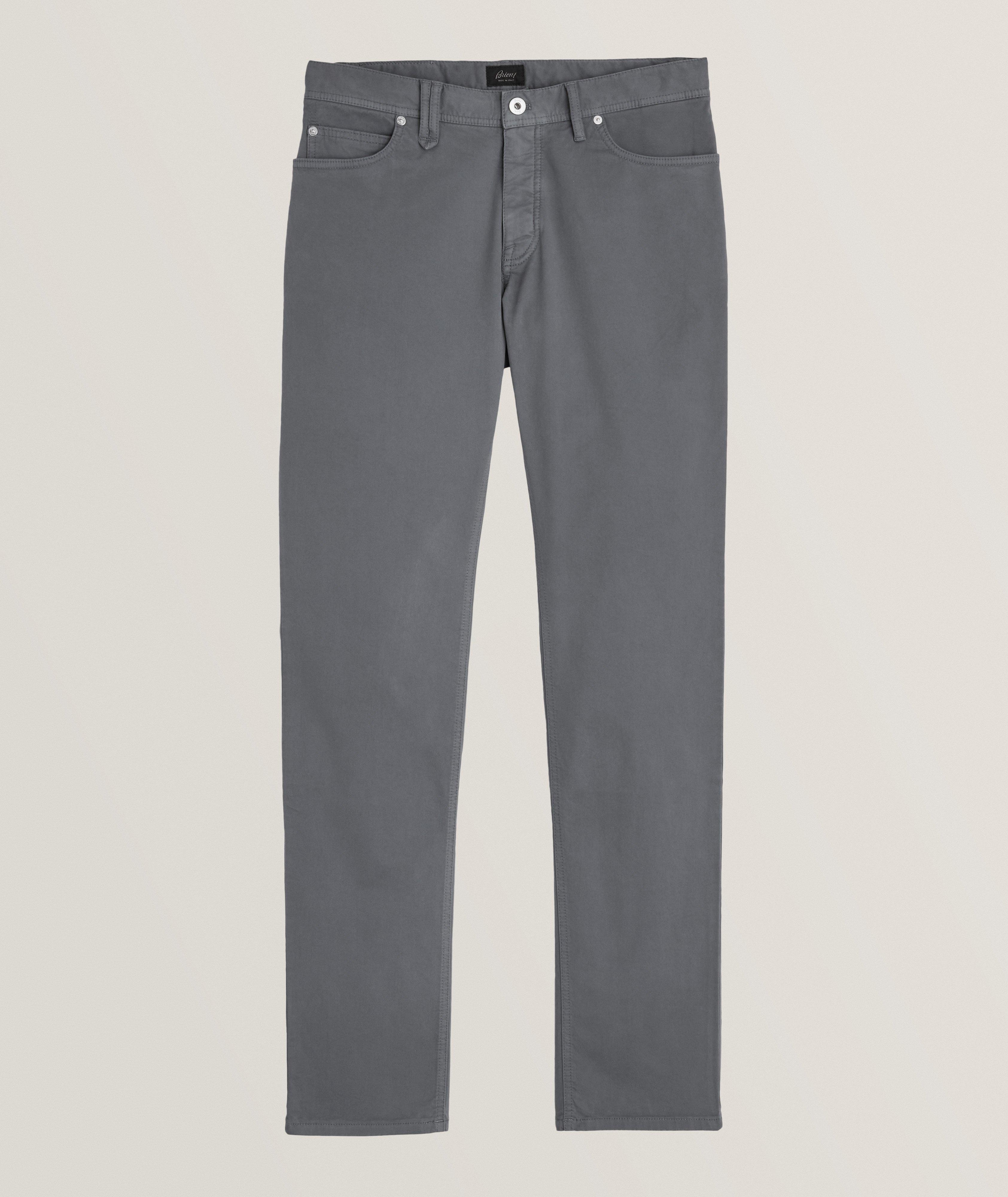 Brioni Garment Dyed Stretch-Cotton Pants En Gris , Taille Homme 54