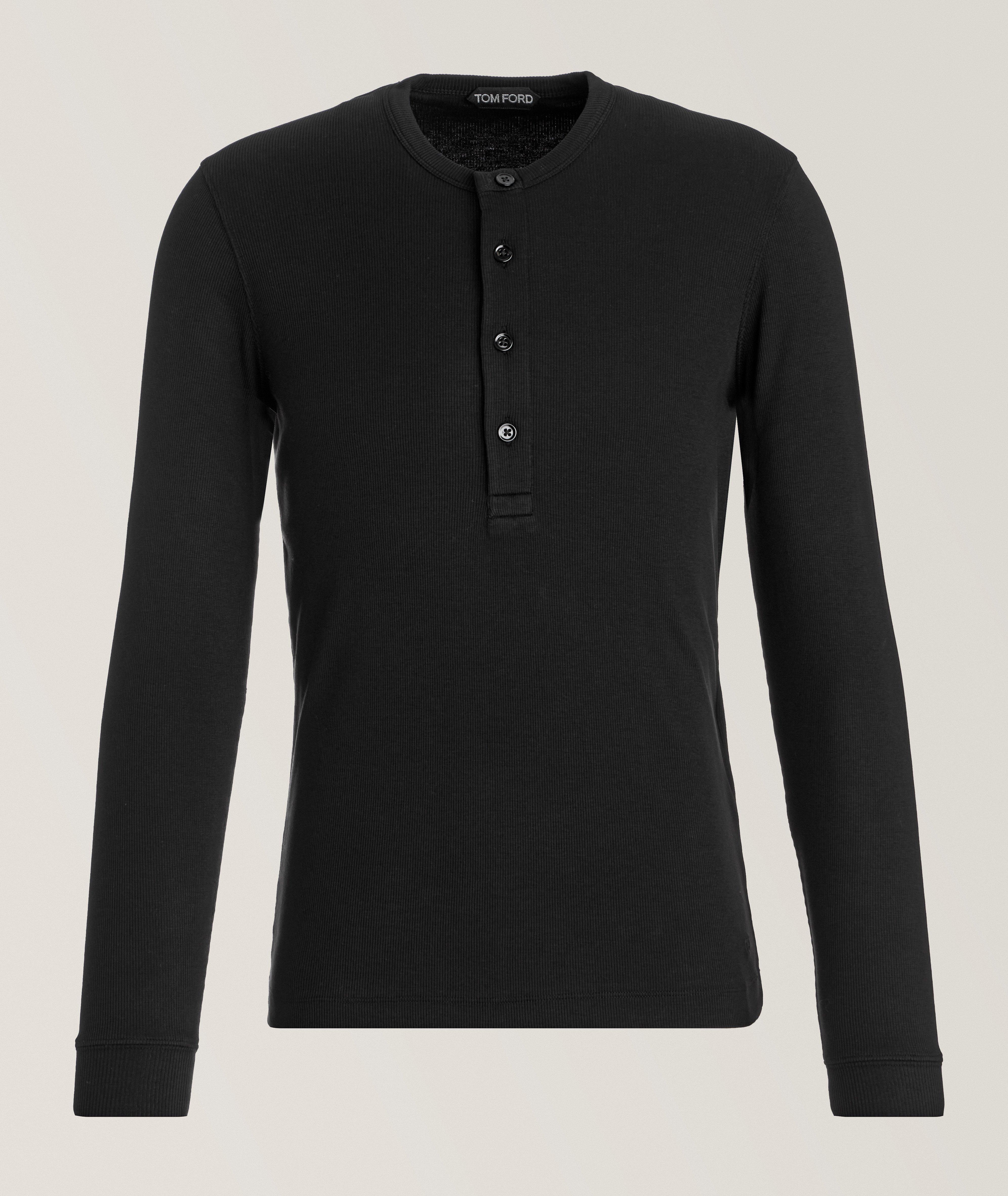 Tom Ford Pull En Tricot Côtelé À Encolure Boutonnée En Noir , Taille Homme TTG