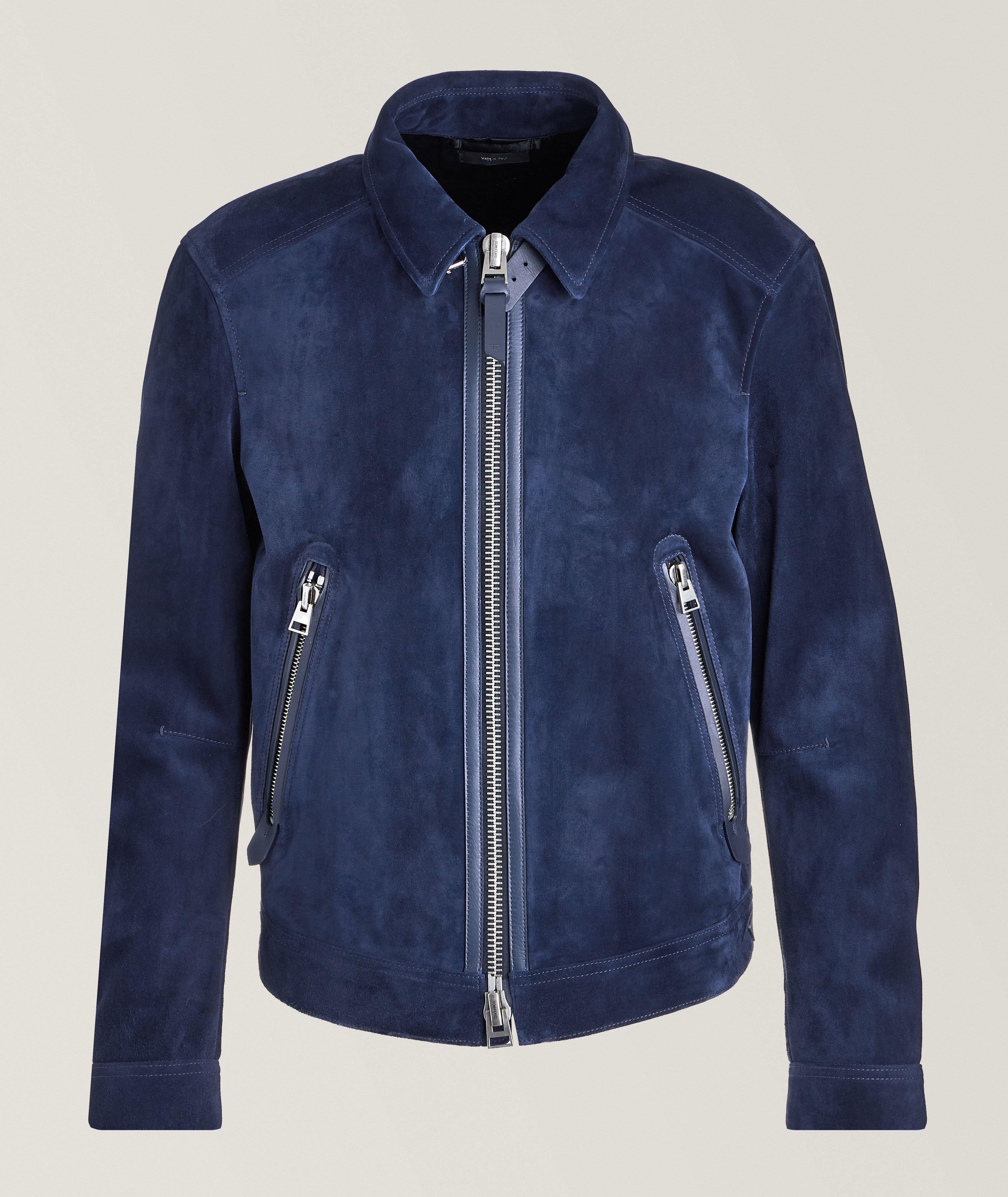 Cashmere-Suede Button Collar Blouson