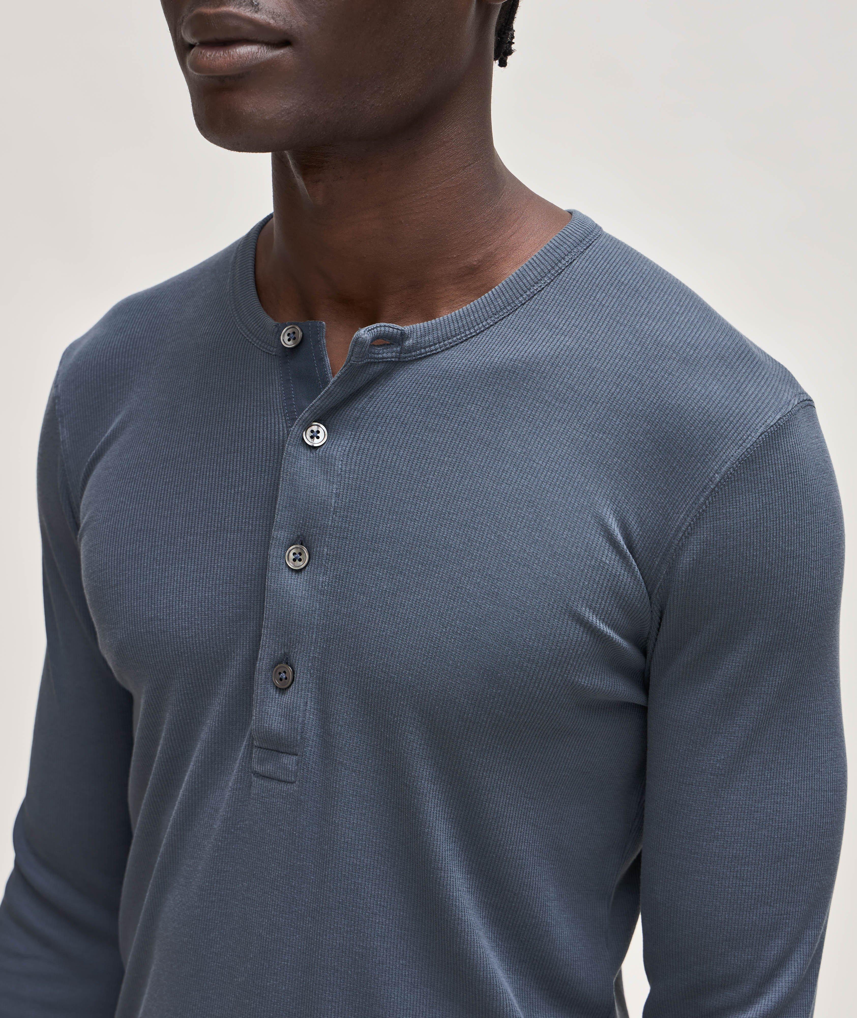 Stretch-Cotton Rib Knit Henley image 3