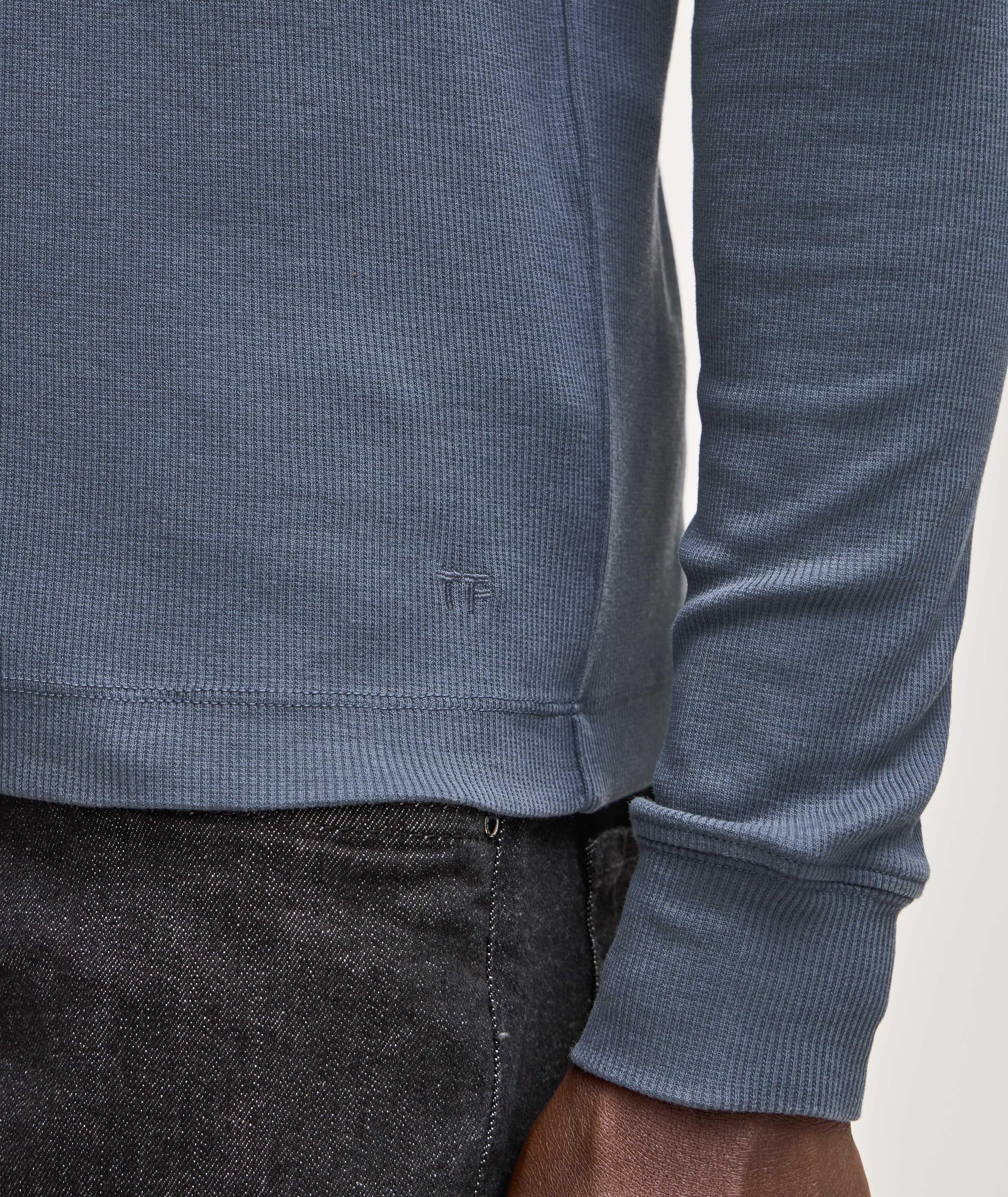 Stretch-Cotton Rib Knit Henley image 4
