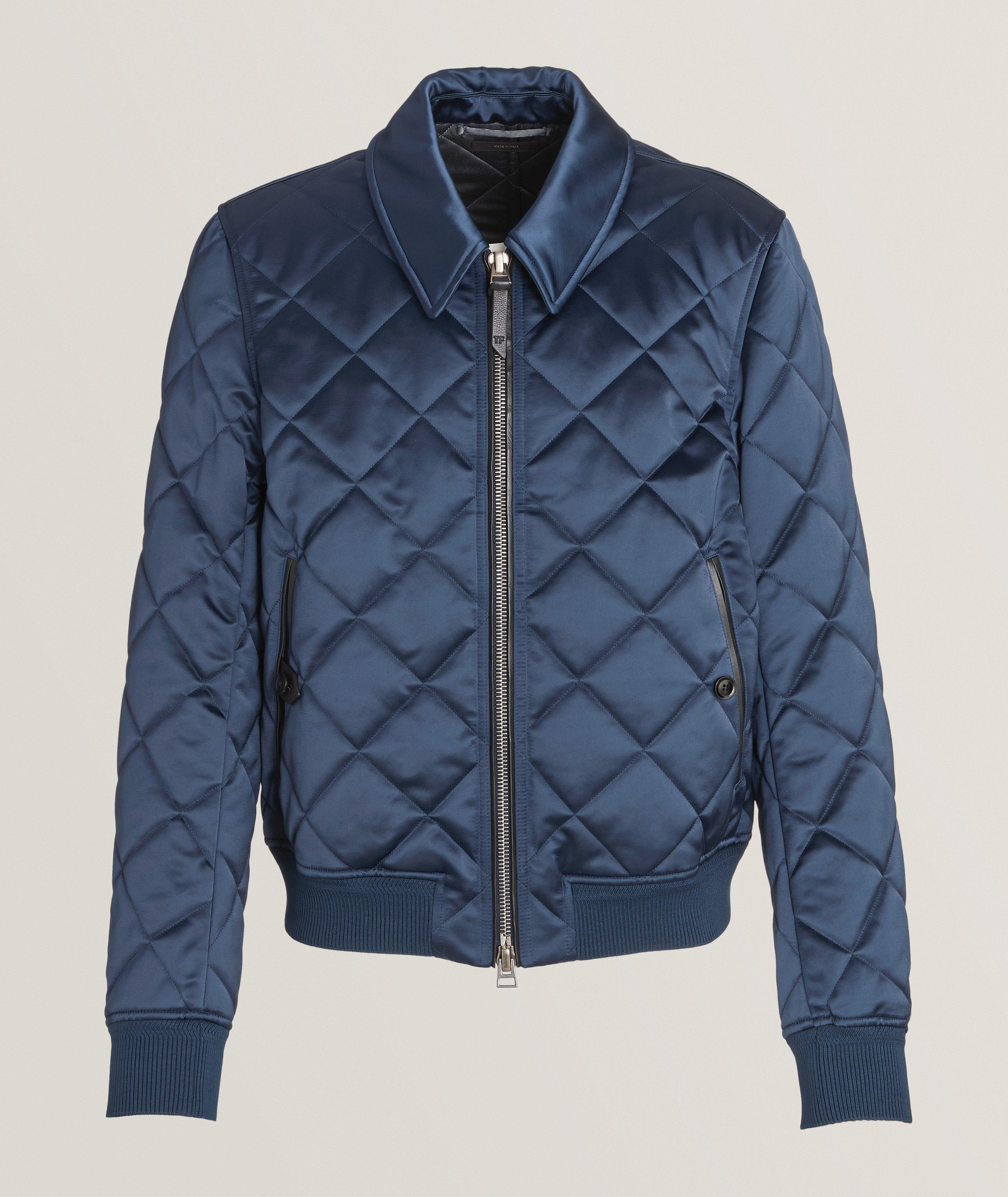 Tom Ford Blouson En Mélange De Coton Surpiqué En Bleu , Taille Homme 58