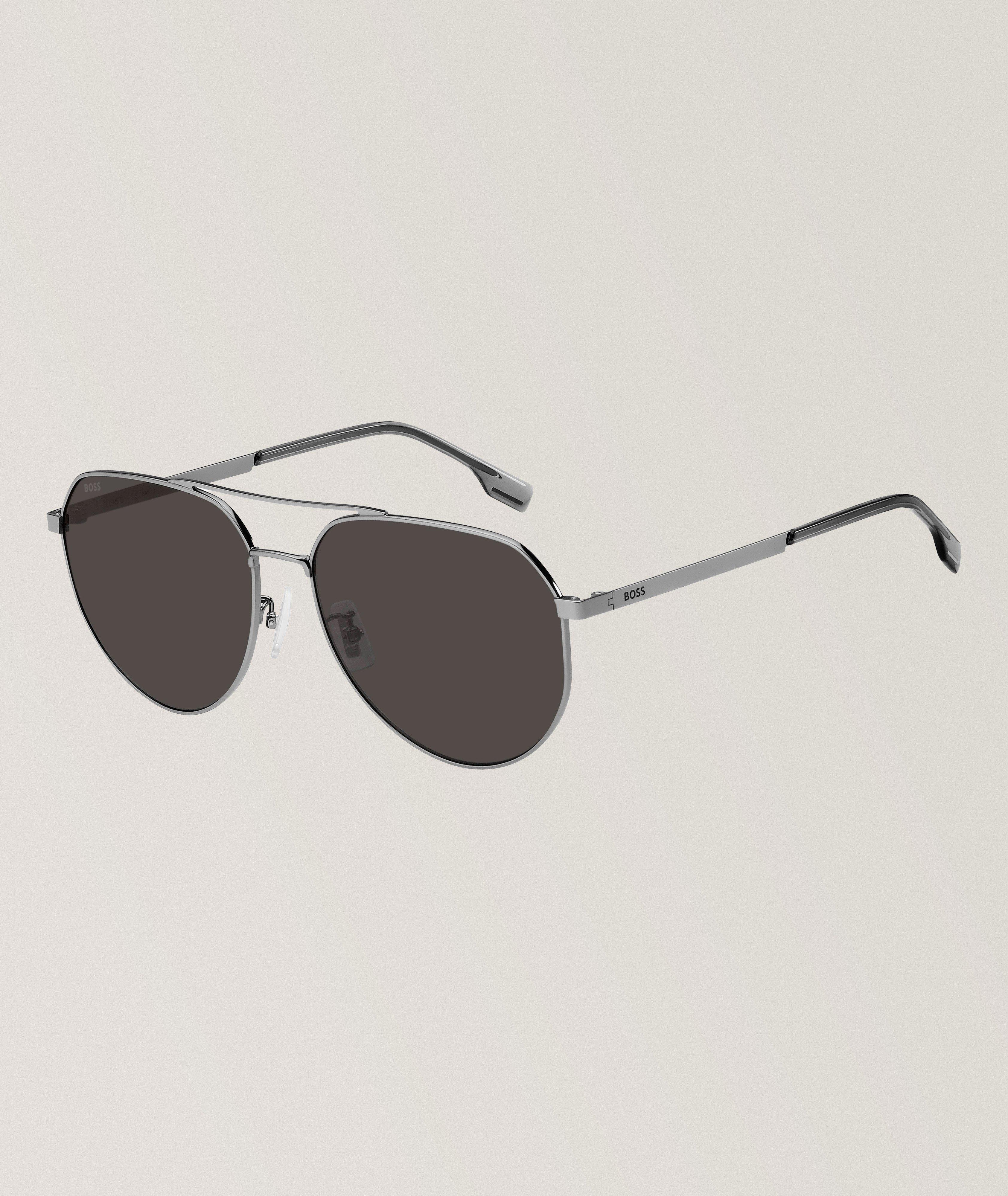 Hugo Boss Stainless Steel Pilot Sunglasses In Grey