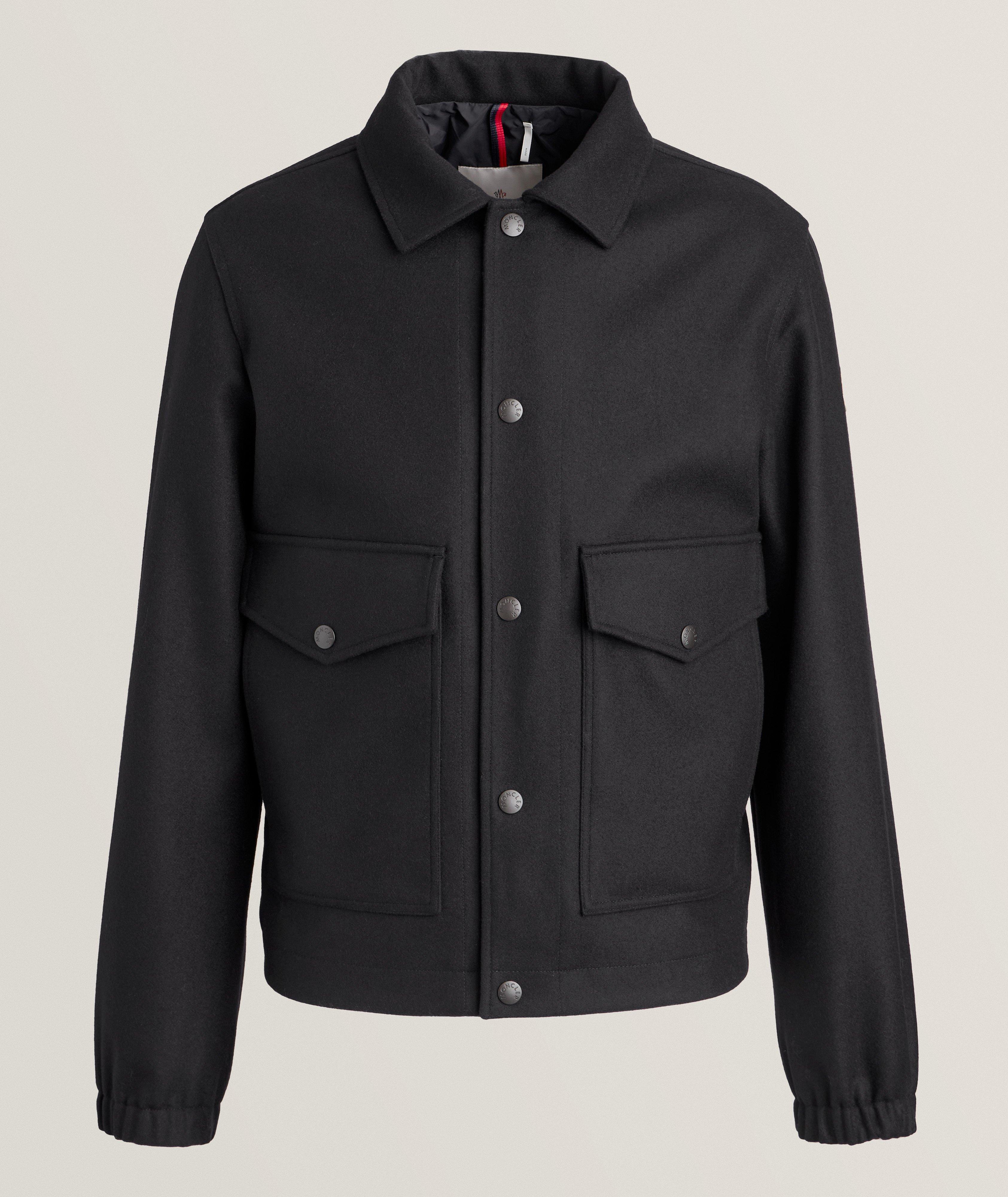 Moncler Fredarola Virgin Wool Shirt Jacket En Bleu , Taille Homme 2