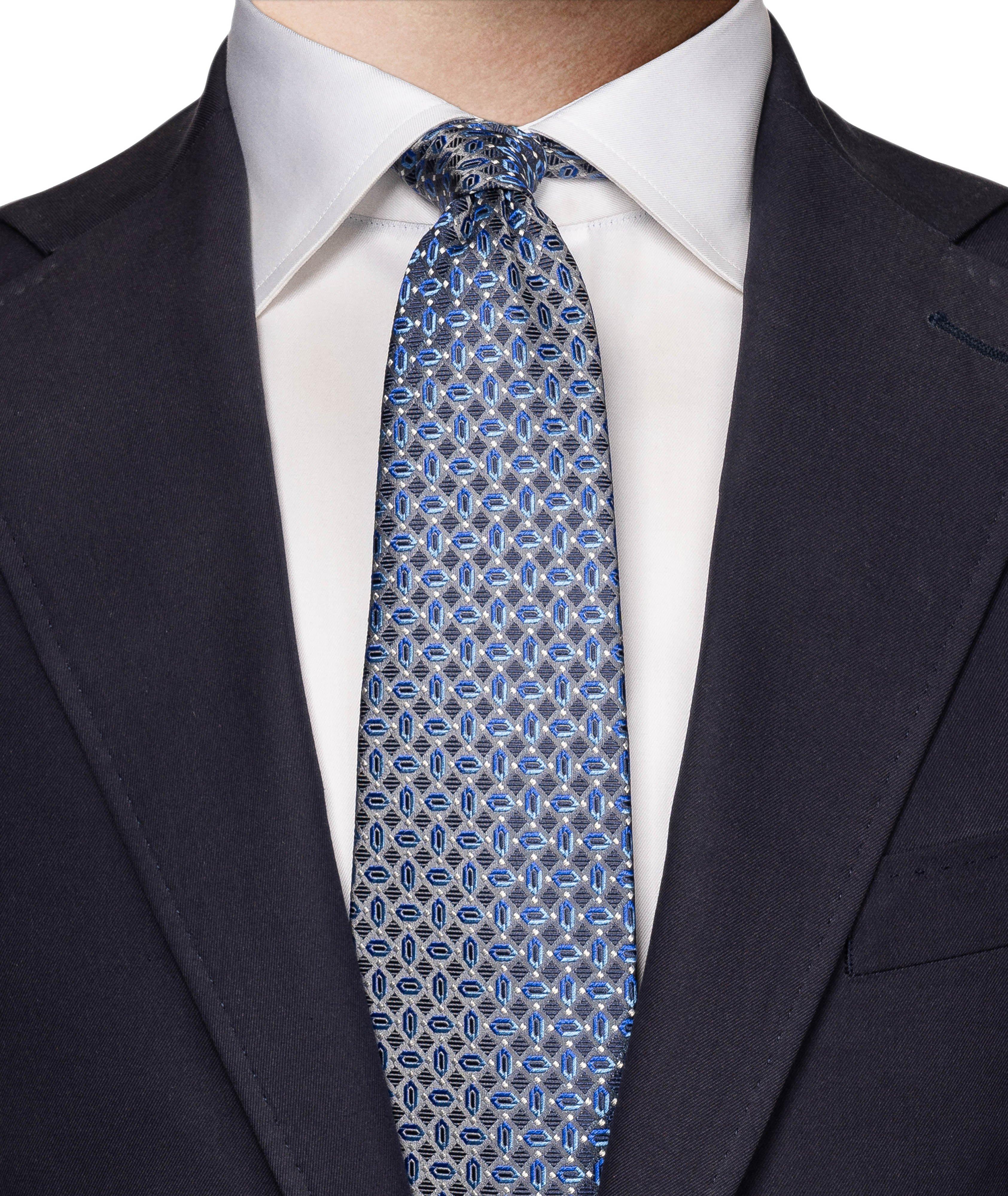 Geometric Woven Silk Tie image 2