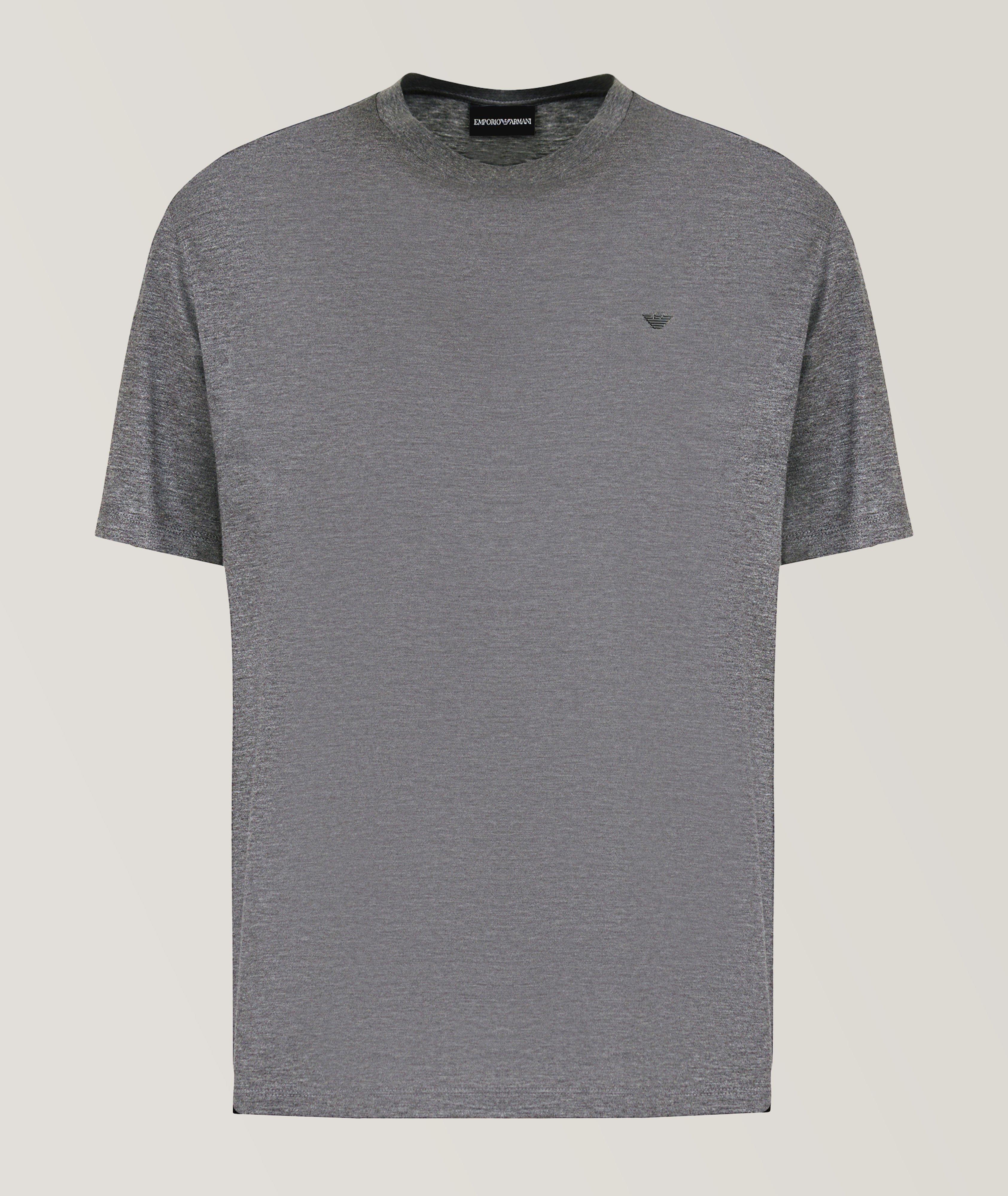 Emporio Armani T-Shirt En Mélange De Lyocell, Collection Travel Essentials En Gris , Taille Homme Moyen