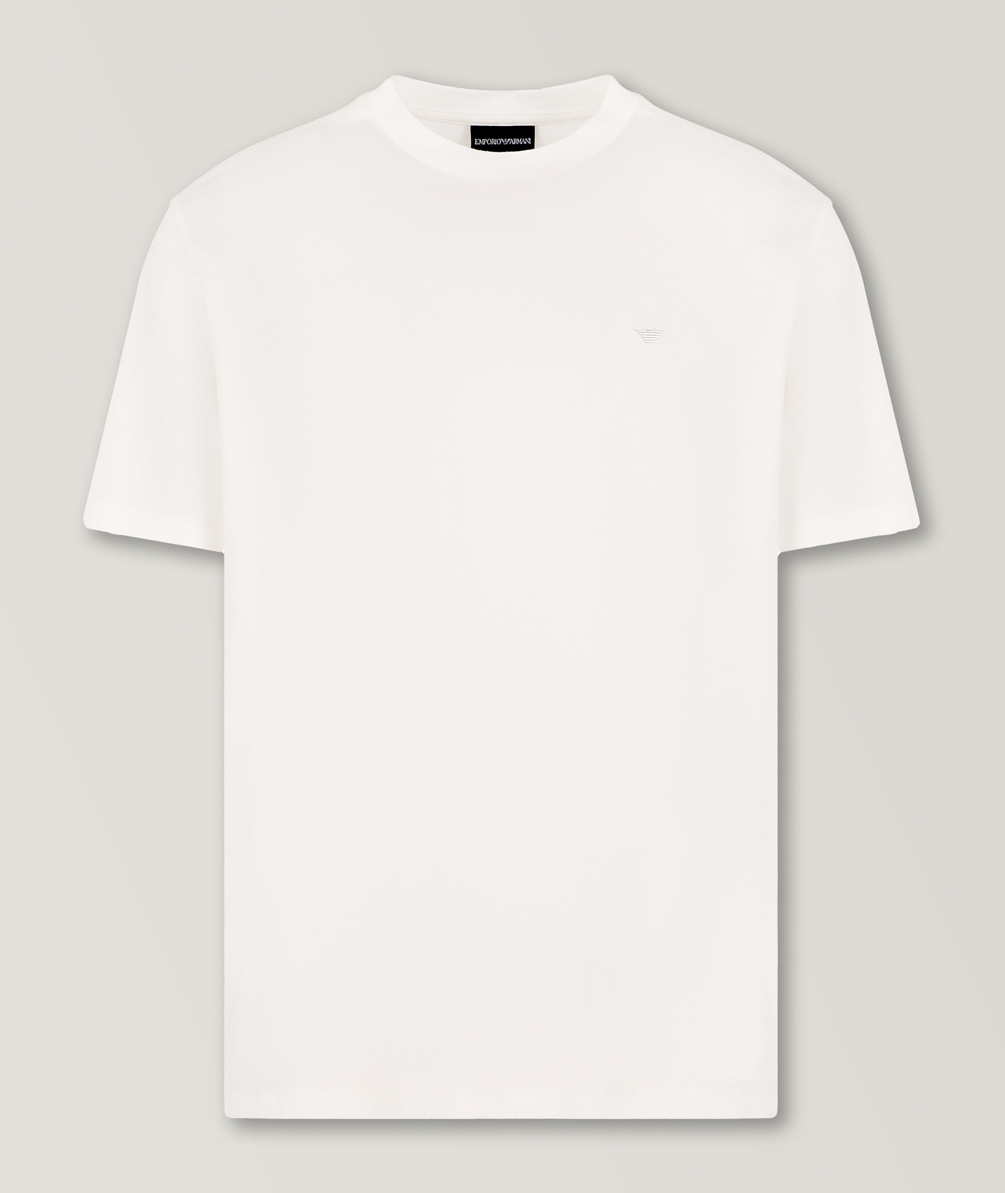 Emporio Armani T-Shirt En Mélange De Lyocell, Collection Travel Essentials En Blanc , Taille Homme Moyen