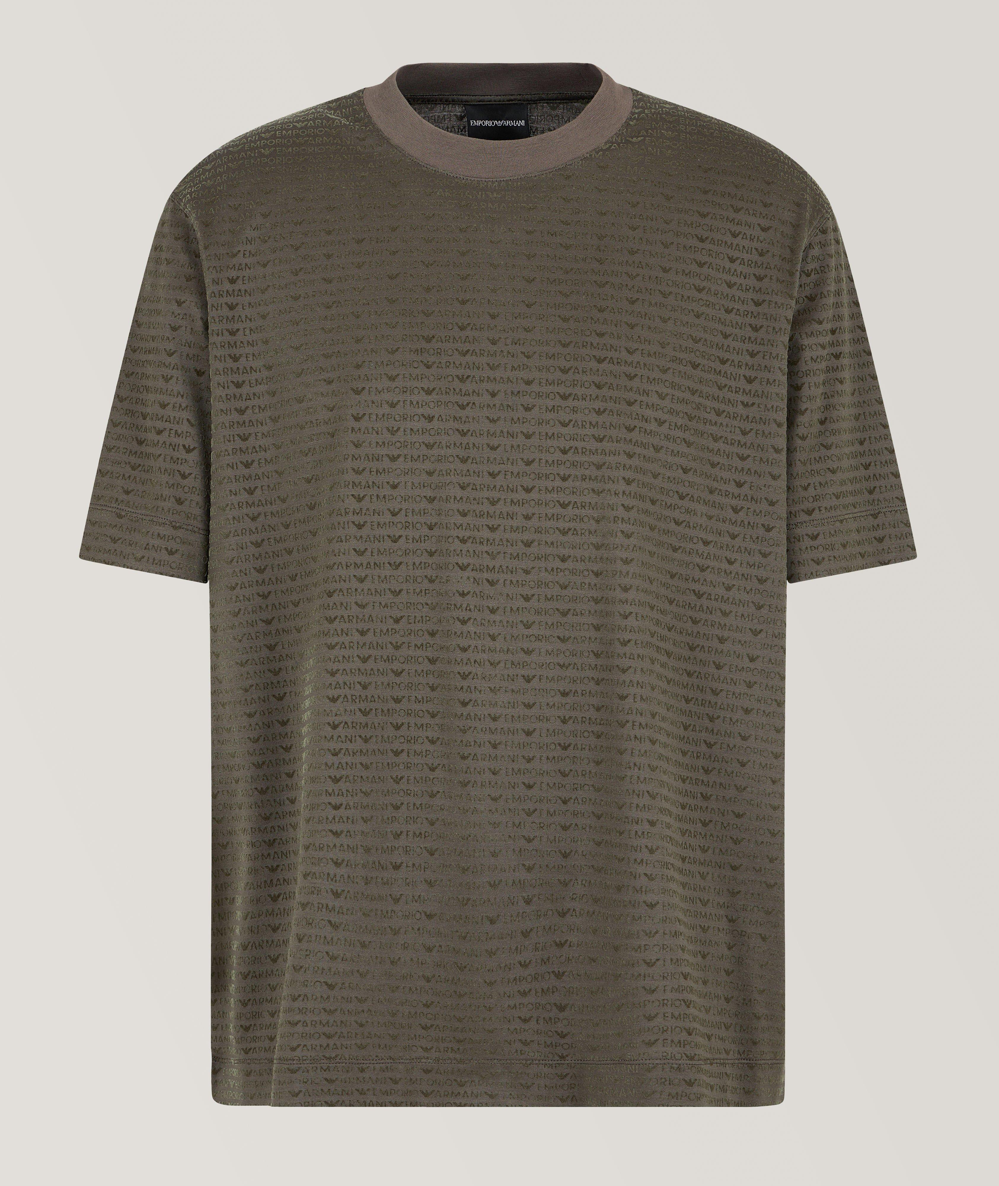 Emporio Armani T-Shirt En Mélange De Lyocell Et De Coton En Gris , Taille Homme TG