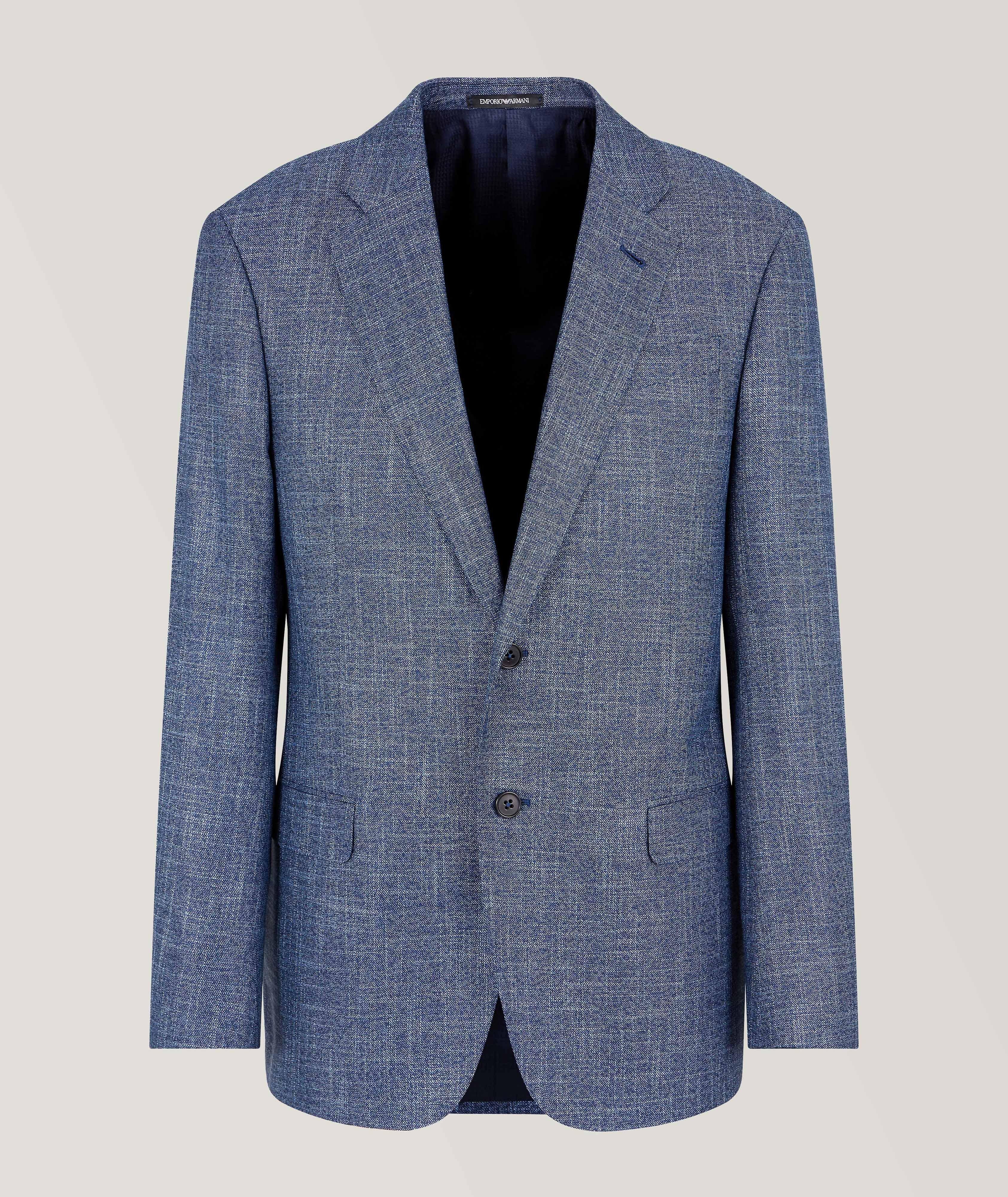 Emporio Armani Veston En Tissu Technique À Carreaux En Bleu , Taille Homme 46