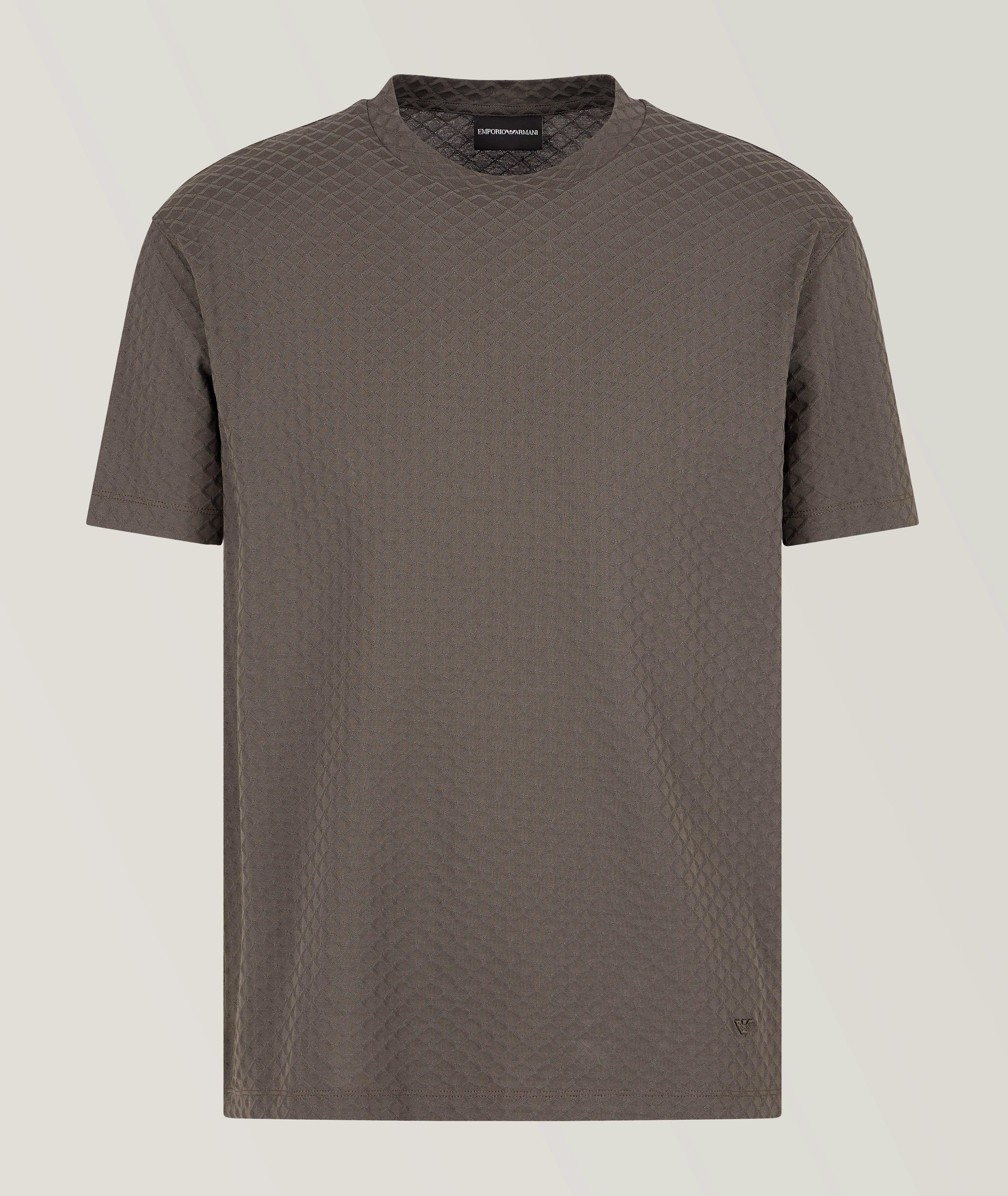 Emporio Armani T-Shirt En Coton À Motif Losangé En Gris , Taille Homme TTTG