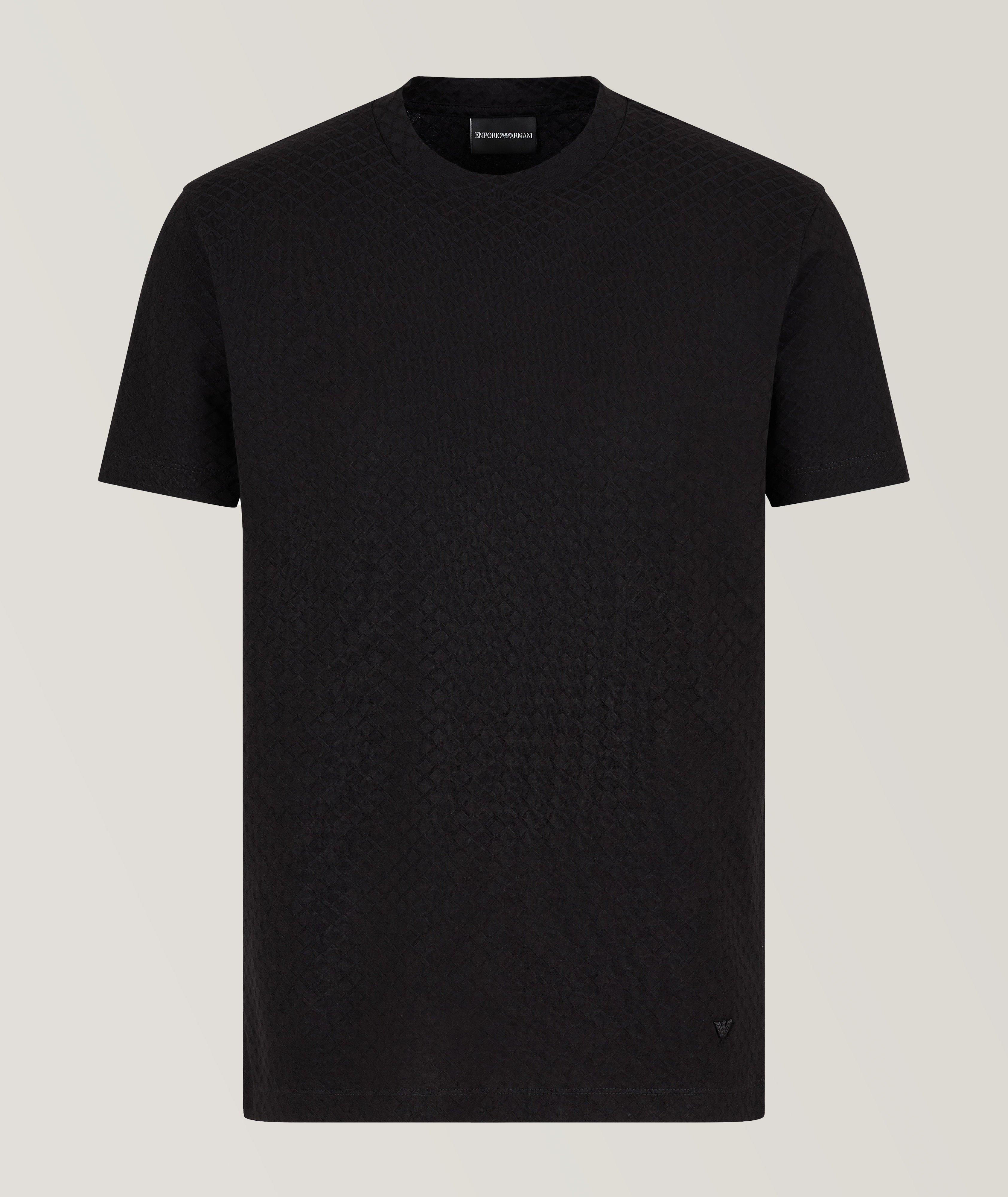 Emporio Armani T-Shirt En Coton À Chevrons En Noir , Taille Homme TG