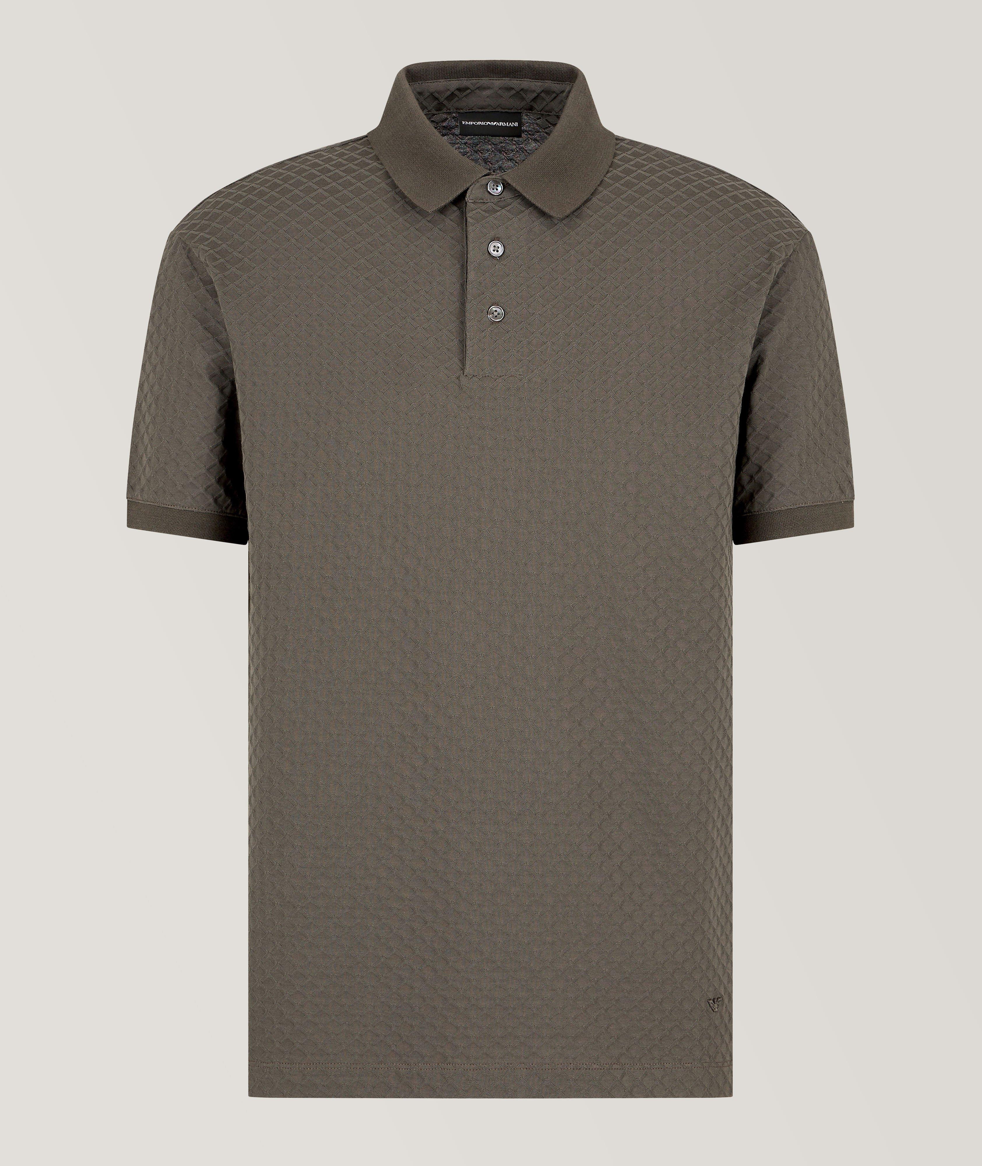 Emporio Armani Polo À Motif Losangé En Gris , Taille Homme Moyen