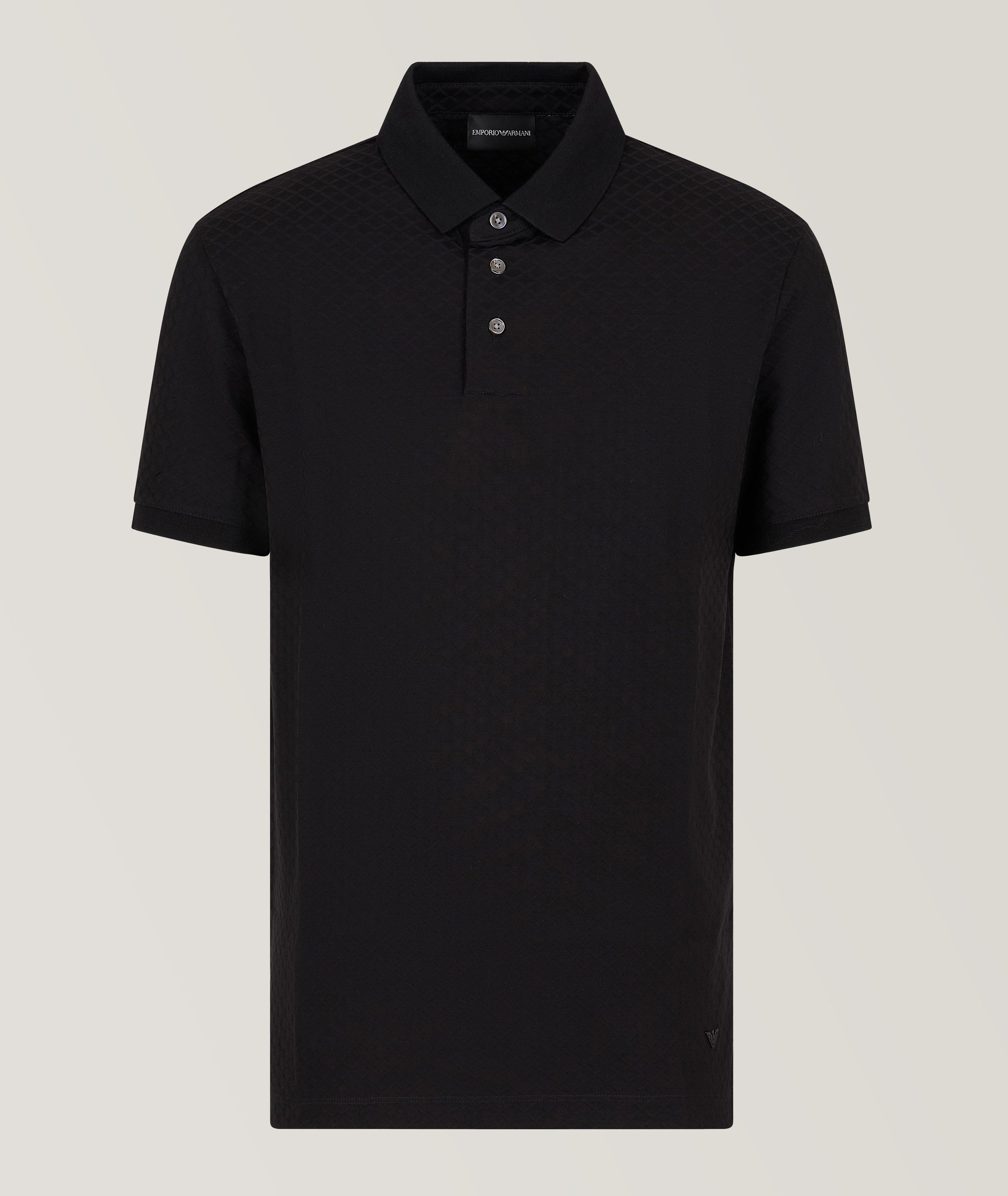 Emporio Armani Polo À Motif Losangé En Noir , Taille Homme Moyen