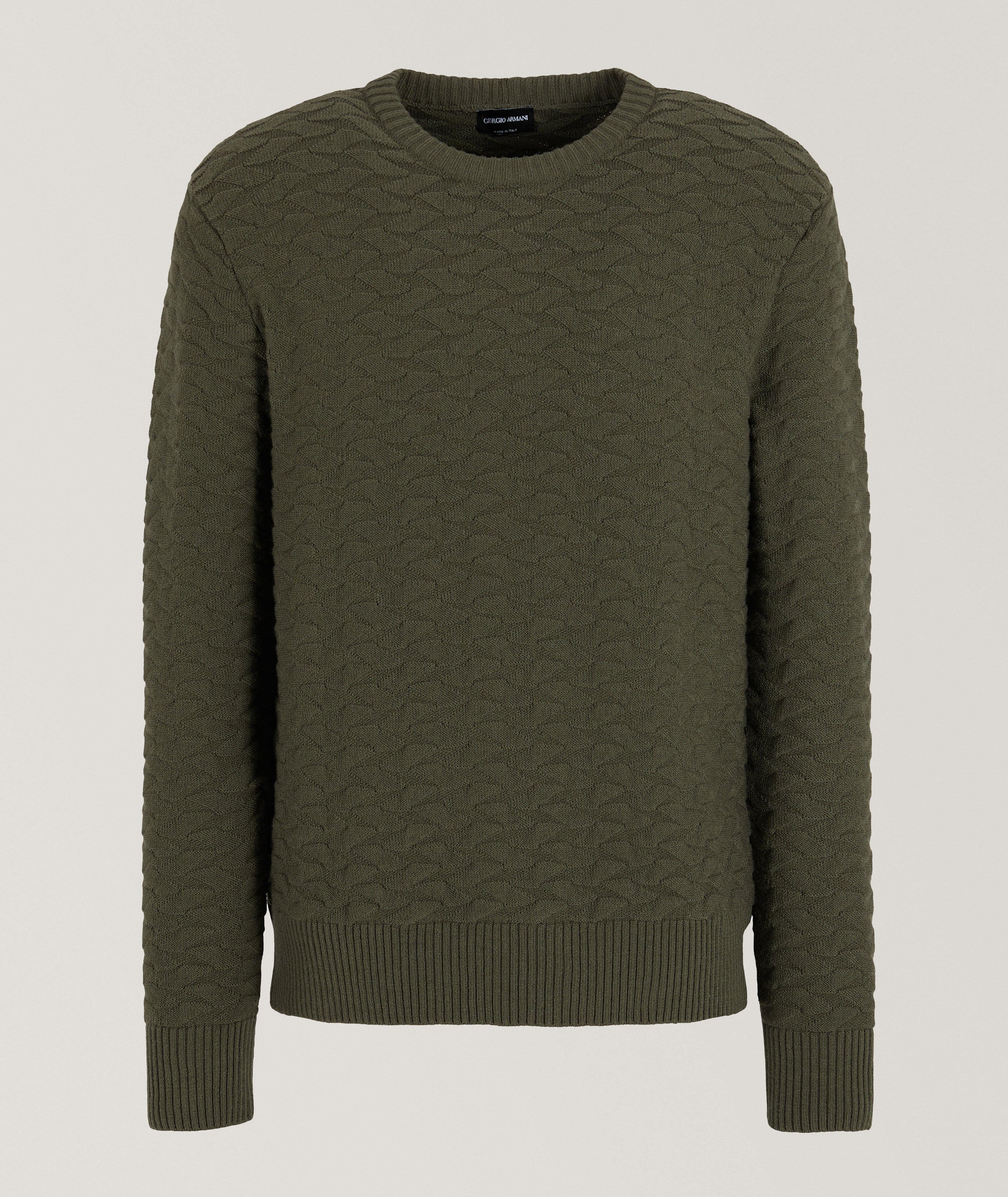 Giorgio Armani Pull En Lainage À Encolure Ronde En Vert , Taille Homme 56 , Laine