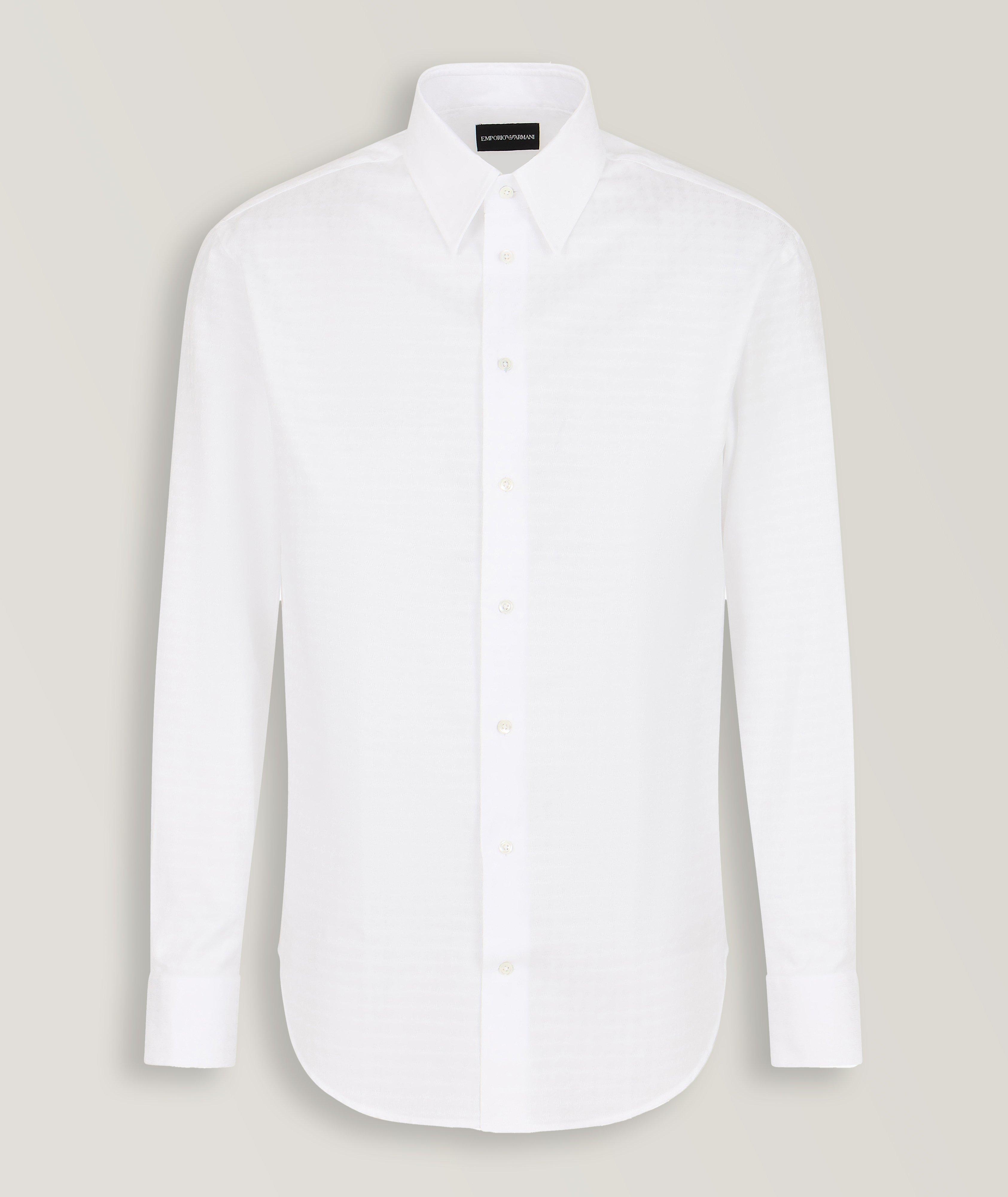 Emporio Armani Chemise Habillée À Pied-De-Poule En Blanc , Taille Homme 17.5