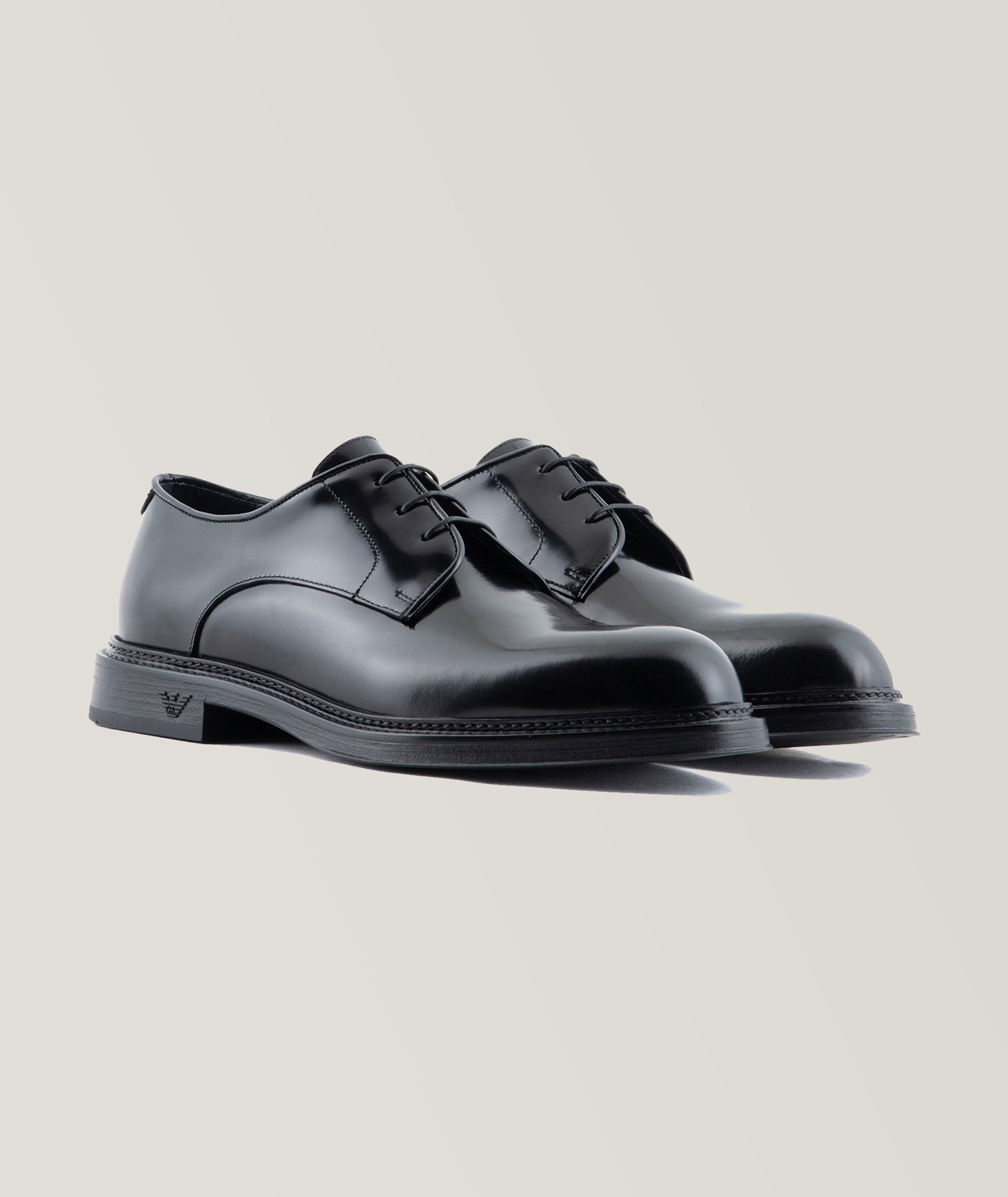 Emporio Armani Chaussure Lacée En Cuir Brossé En Noir , Taille Homme 11