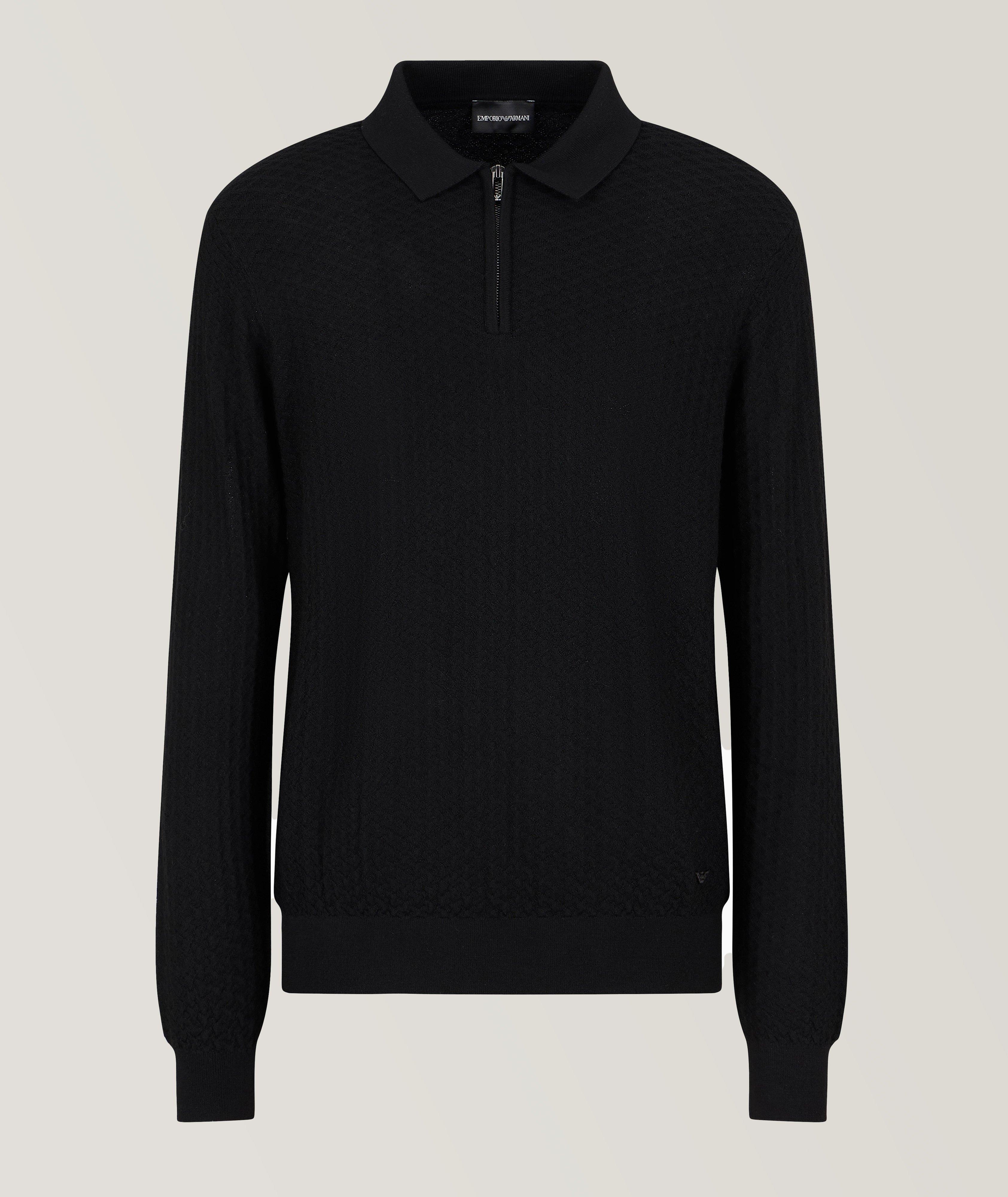 Emporio Armani Pull En Laine Vierge À Motif Losangé En Noir , Taille Homme Petit