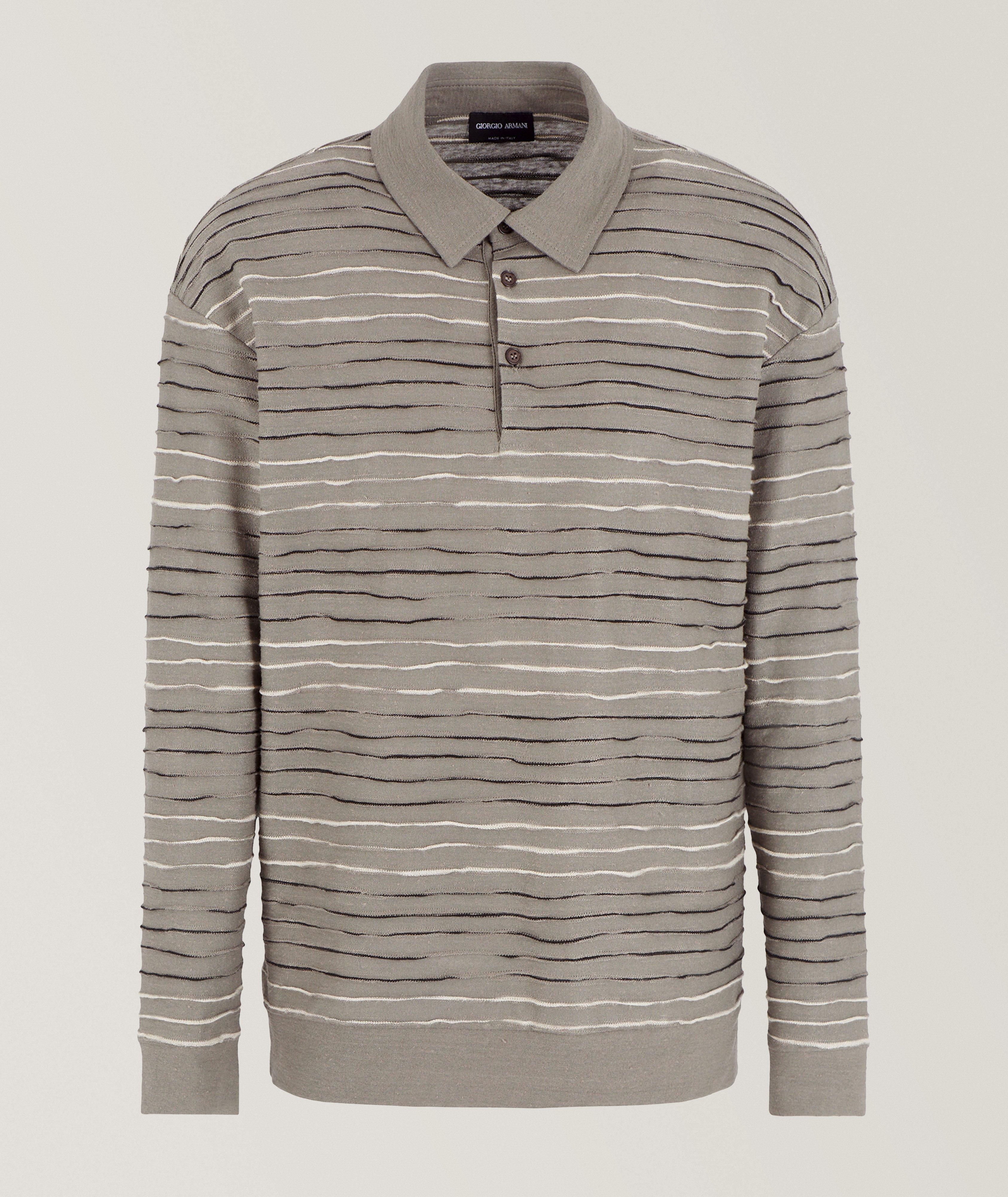 Giorgio Armani Polo En Mélange De Lin En Gris , Taille Homme 48