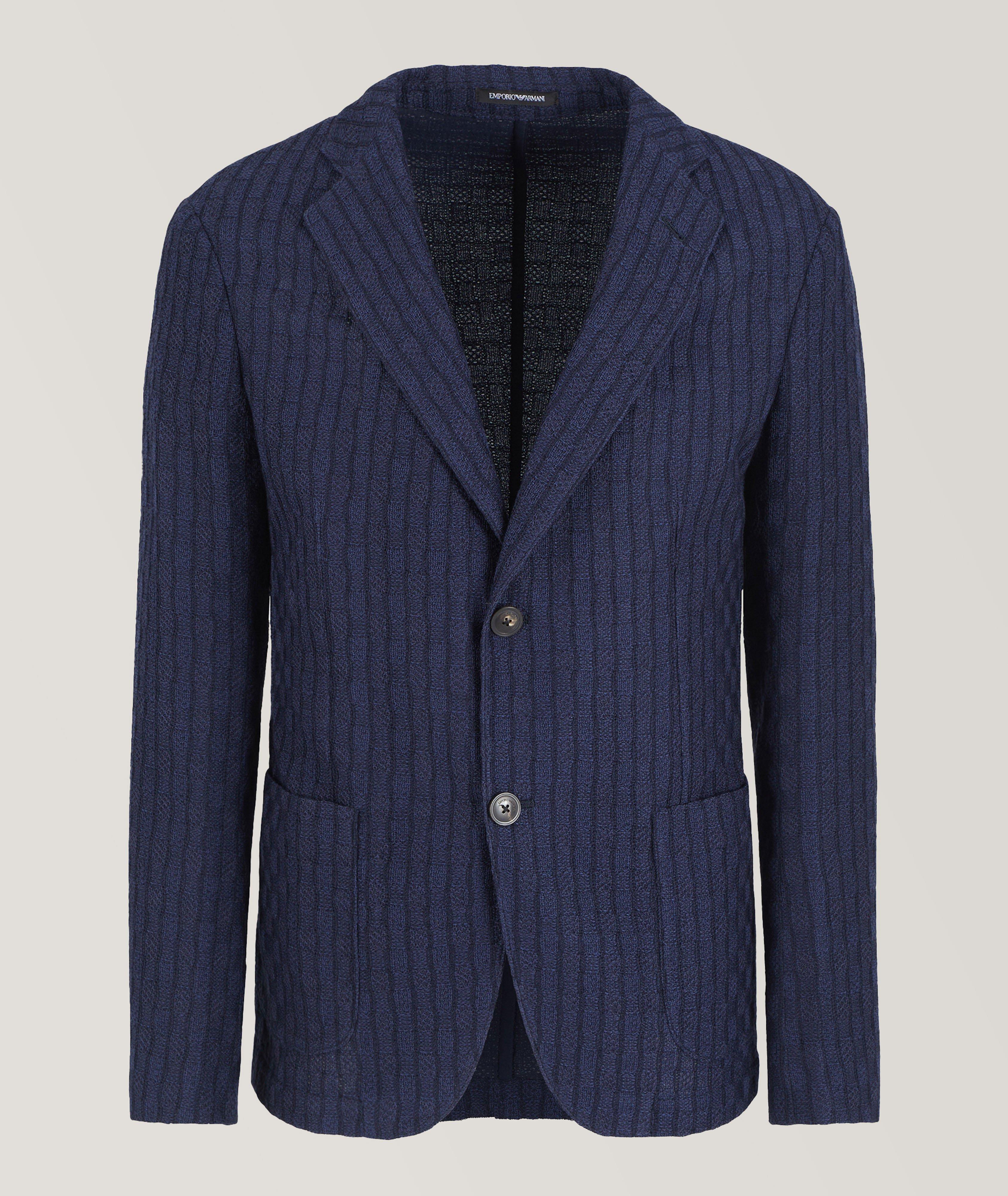 Emporio Armani Veston En Laine À Motif De Carrés En Bleu , Taille Homme 54