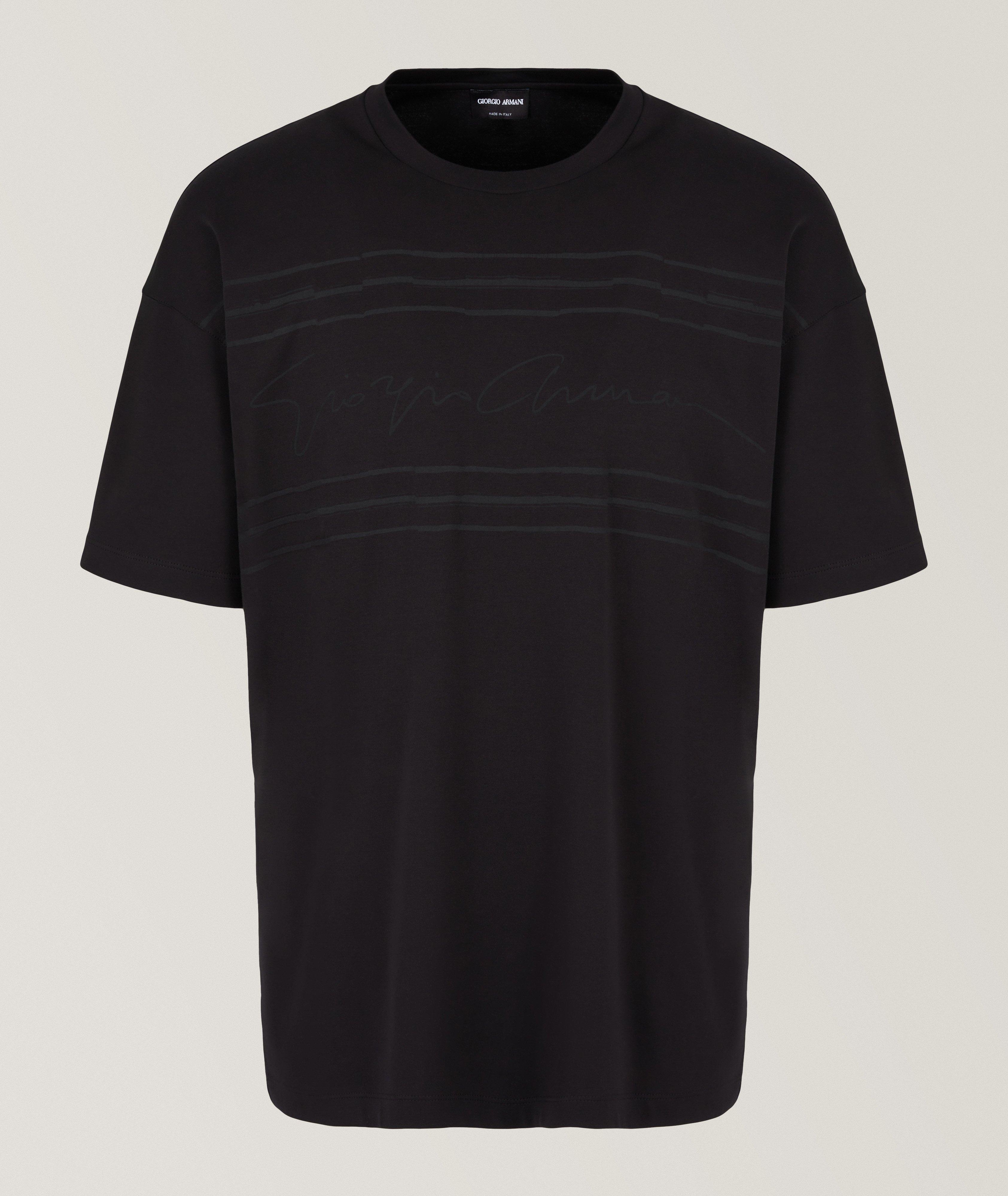 Giorgio Armani T-Shirt En Jersey De Coton En Noir , Taille Homme 52