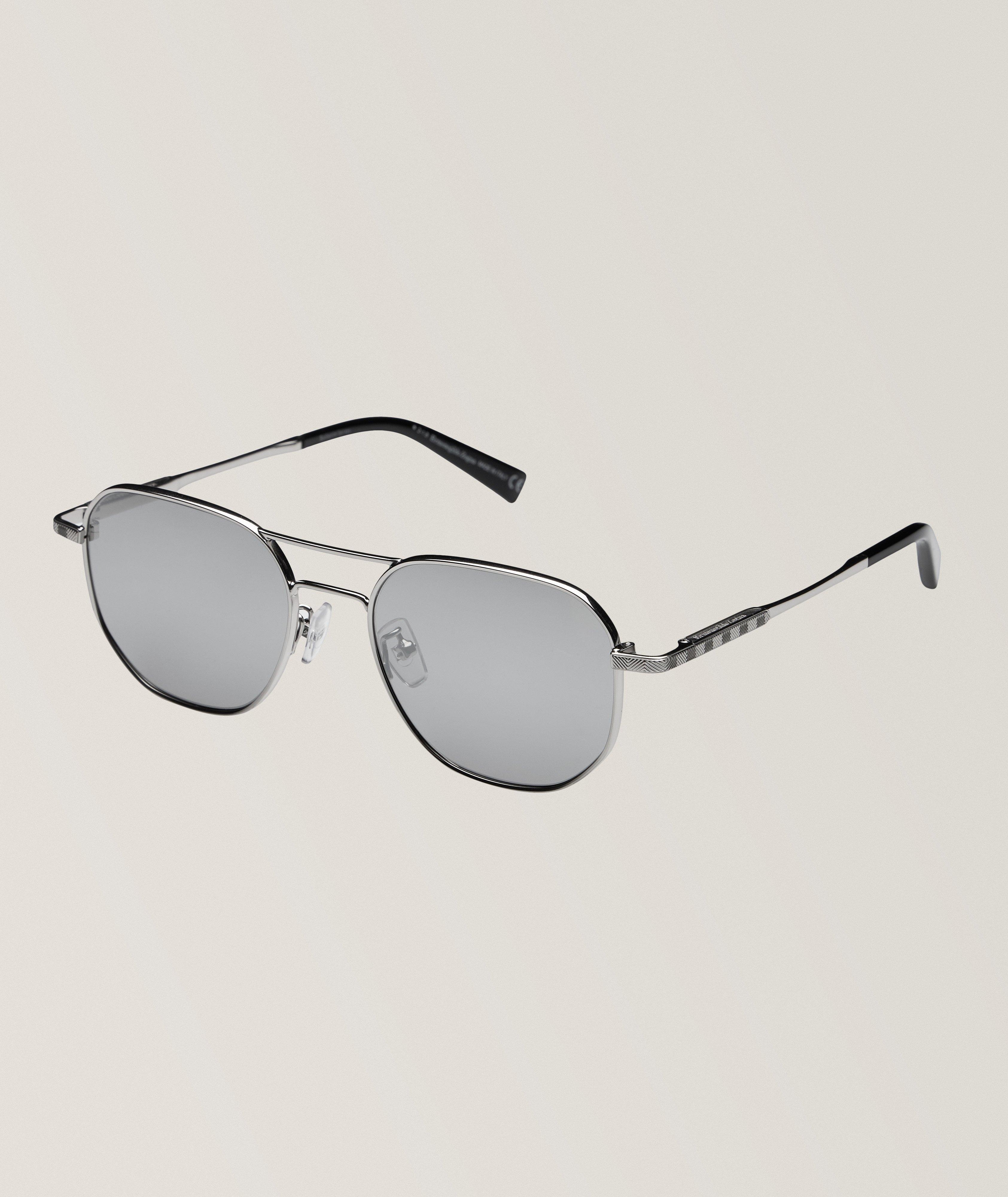 Lunettes de soleil de style aviateur en rhodium image 0