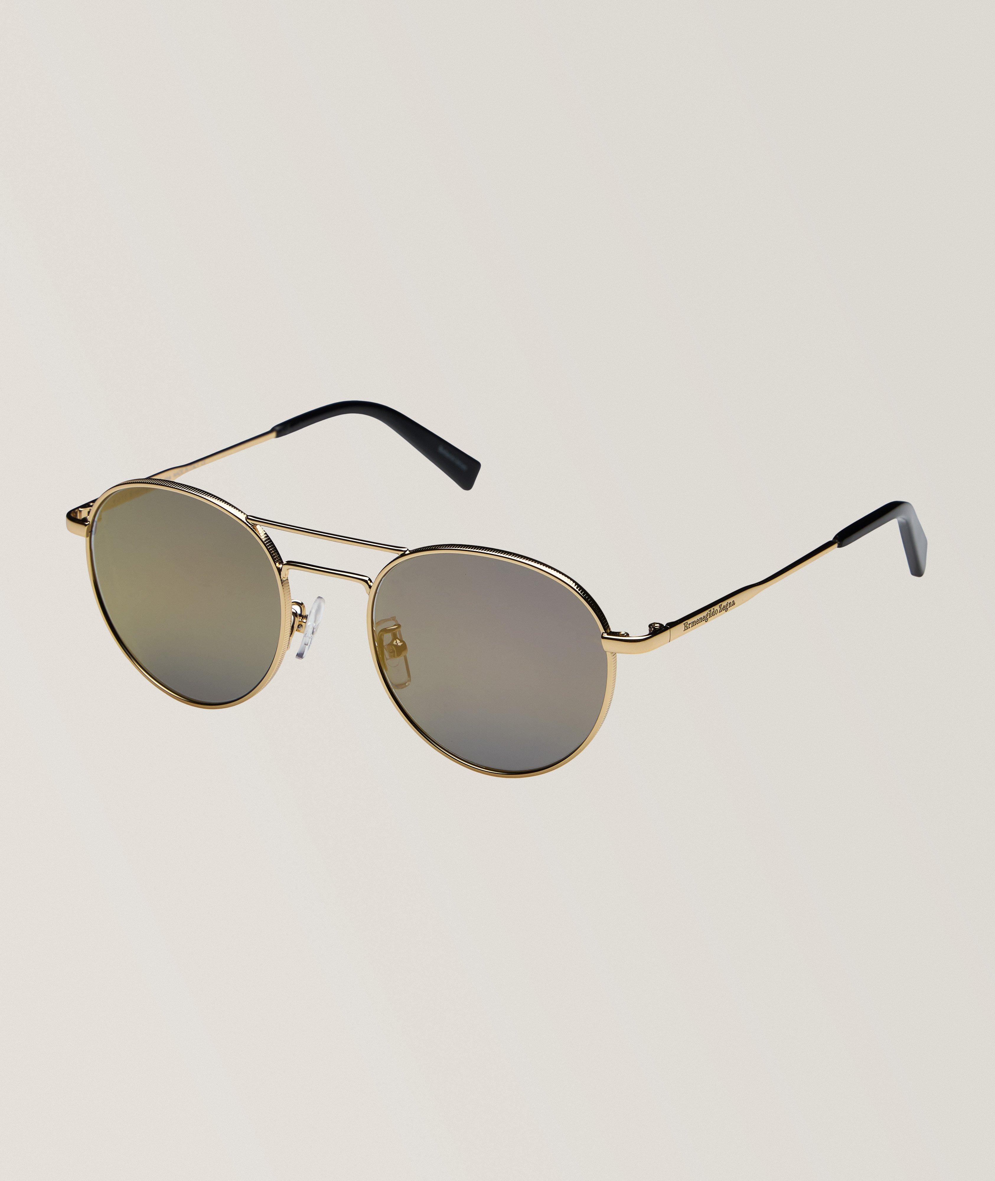 Zegna Full Rim Pilot Sunglasses In Yellow